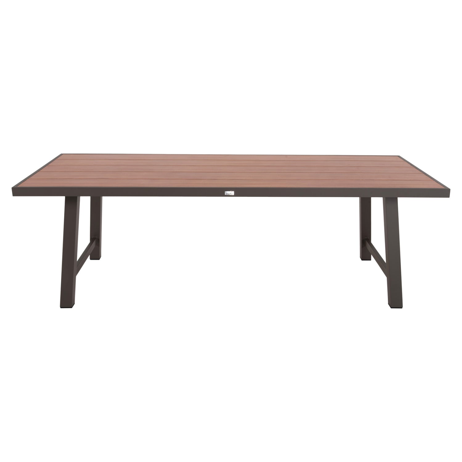 Външна алуминиева маса GOBAR шампанско с плот имитиращ дърво 240x105x75H см.