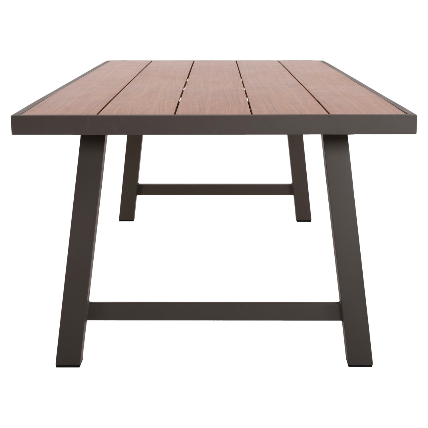 Външна алуминиева маса GOBAR шампанско с плот имитиращ дърво 240x105x75H см.