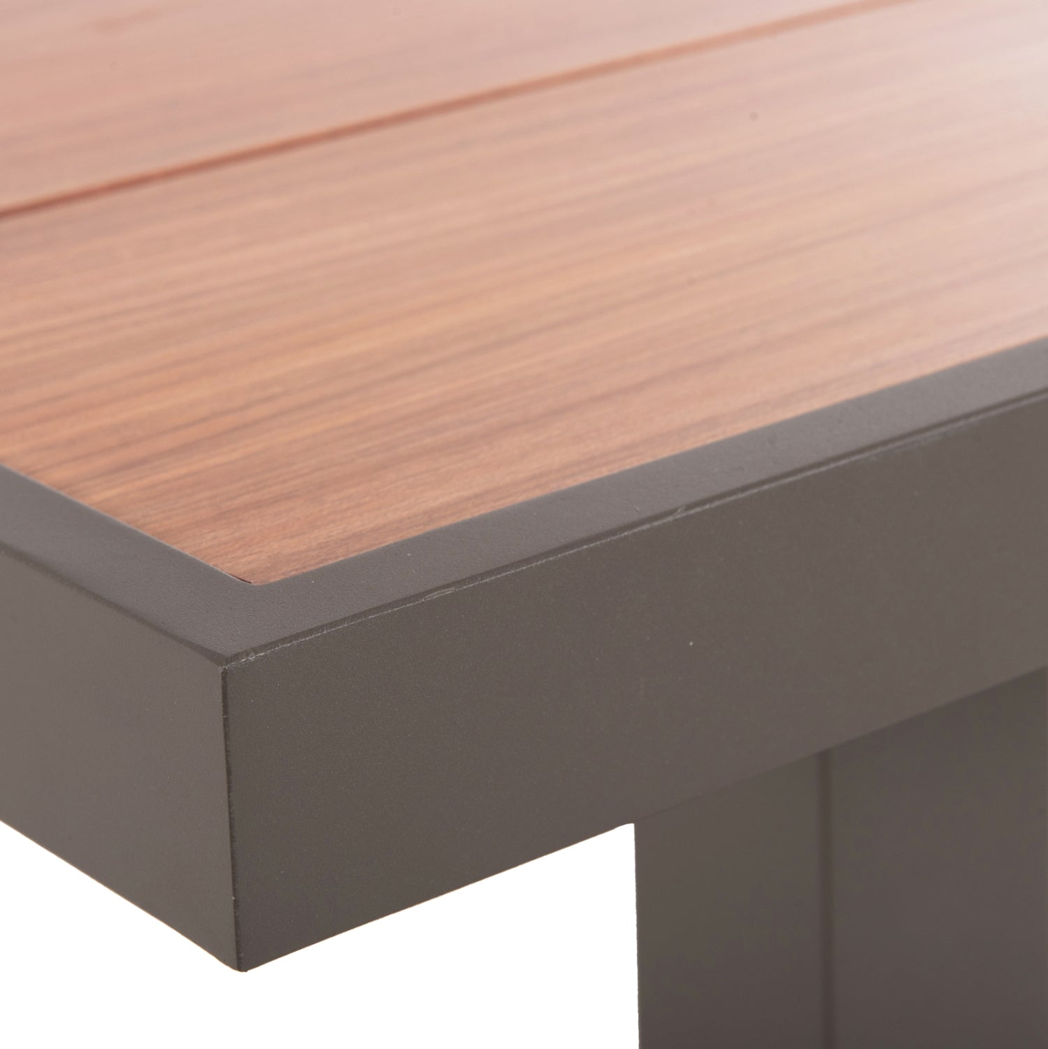 Външна алуминиева маса GOBAR шампанско с плот имитиращ дърво 240x105x75H см.