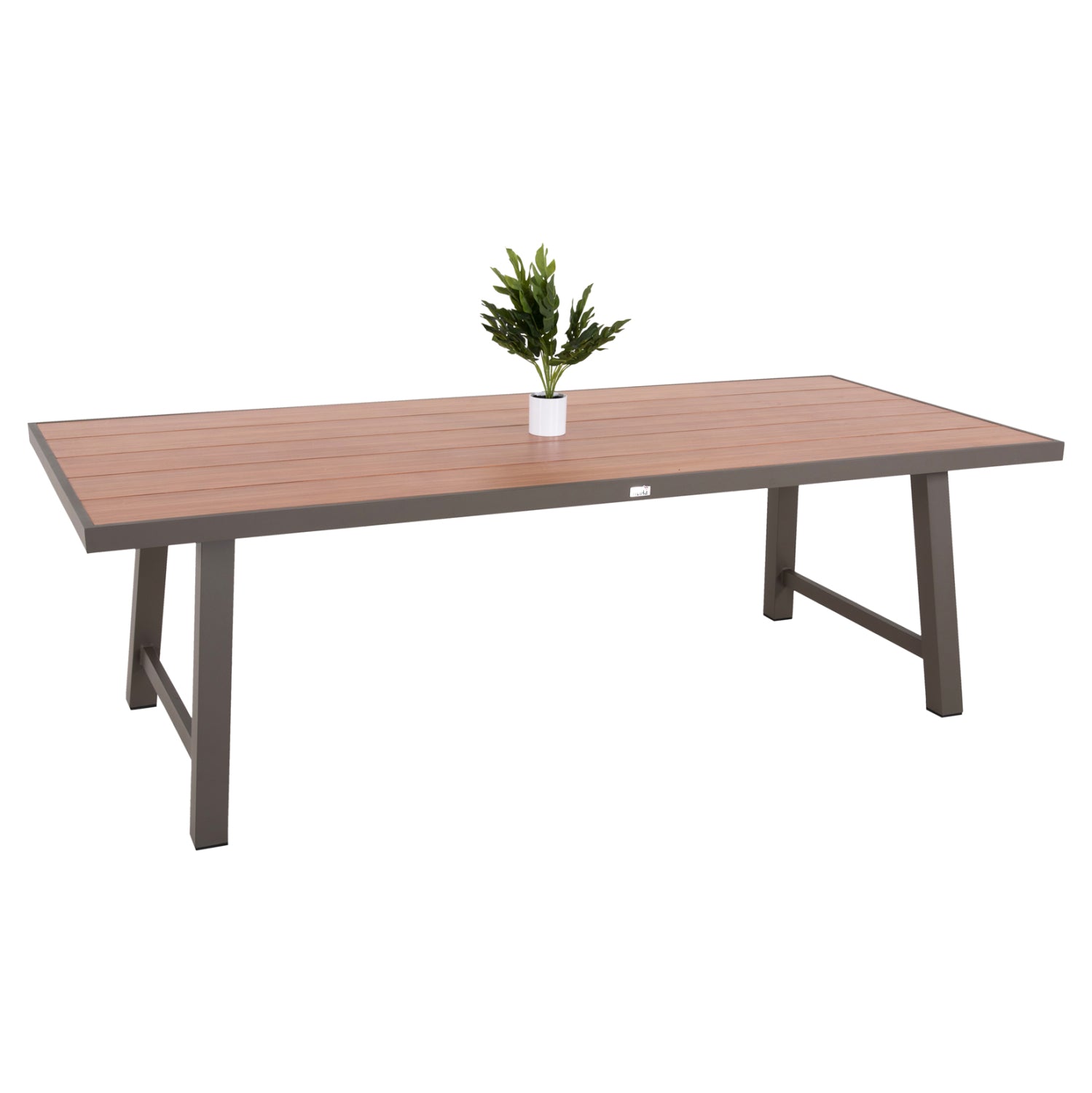 Външна алуминиева маса GOBAR шампанско с плот имитиращ дърво 240x105x75H см.