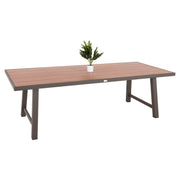 Външна алуминиева маса GOBAR шампанско с плот имитиращ дърво 240x105x75H см.