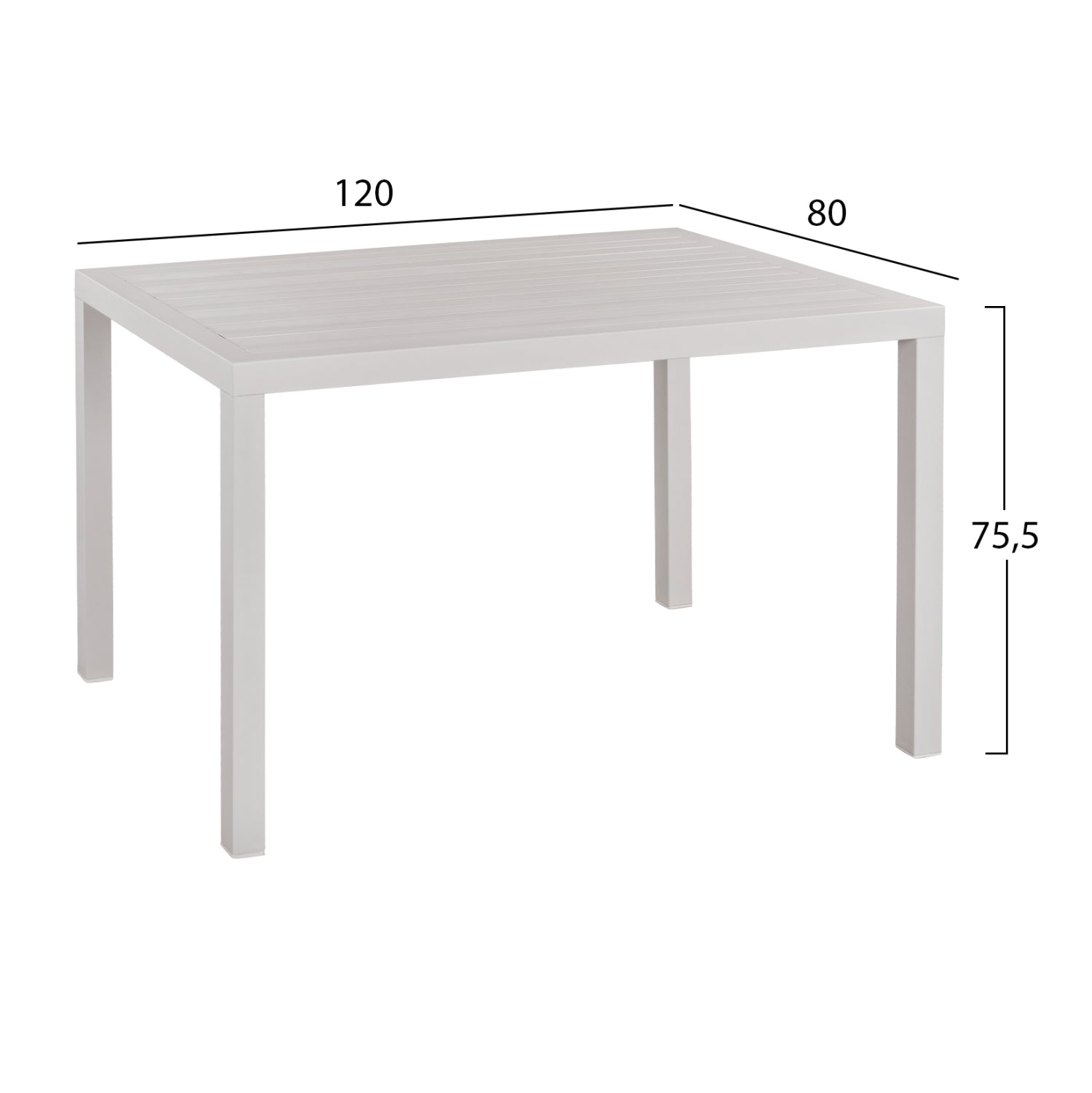 Алуминиева маса 120x80 бяла