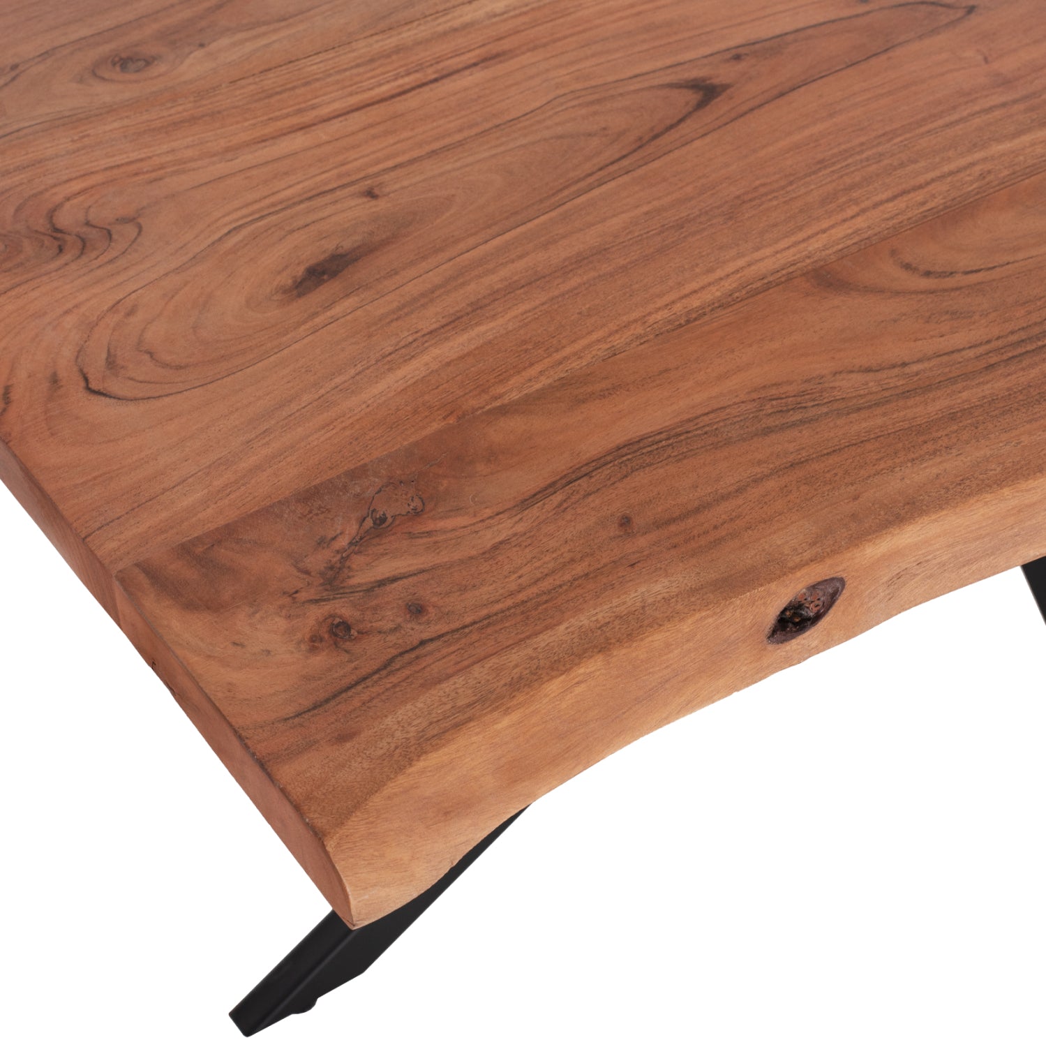 Маса MONTANA с черна метална основа и плот от масивна акация 160x90x74,5Hсм.