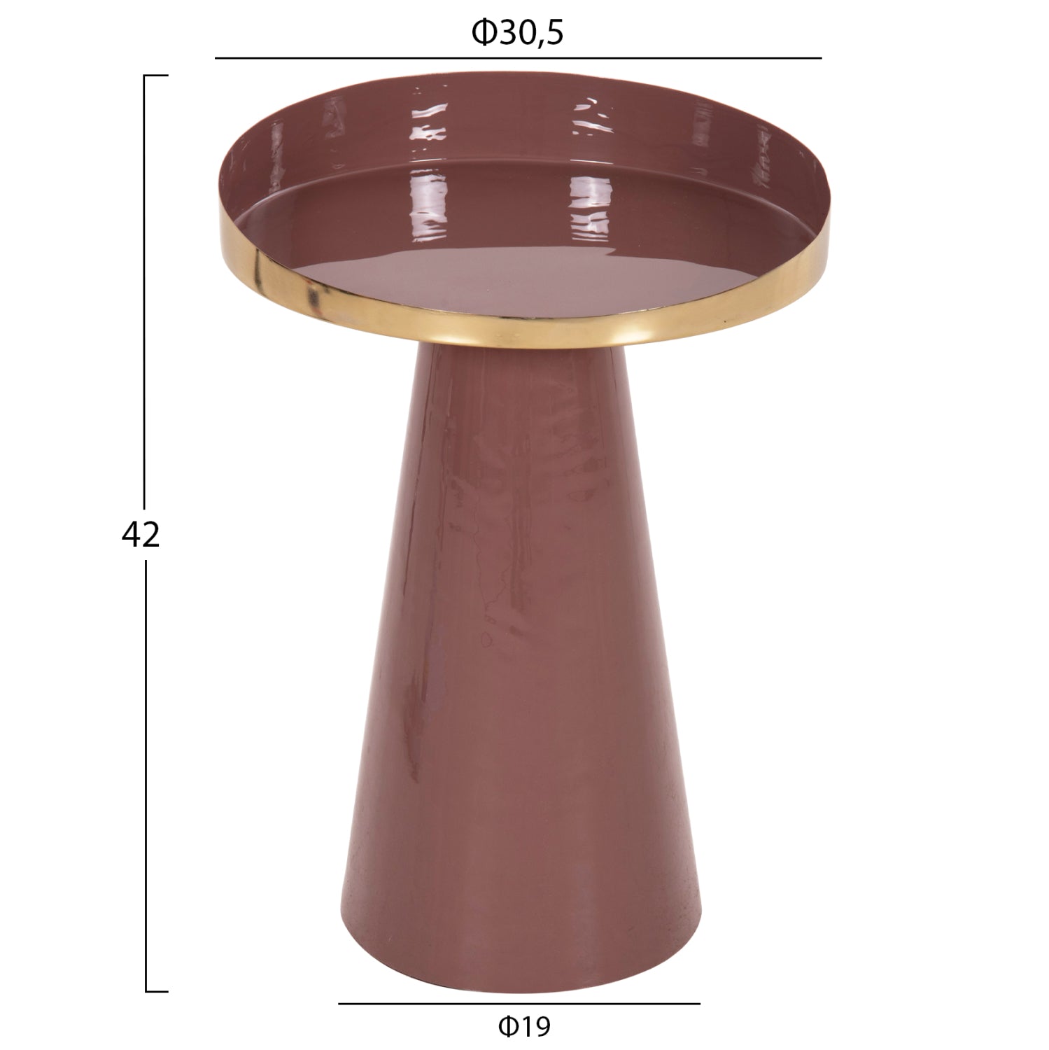 Странична маса LATUR метал в кафеникаво червено-златисто Φ30,5x39-42Hсм.