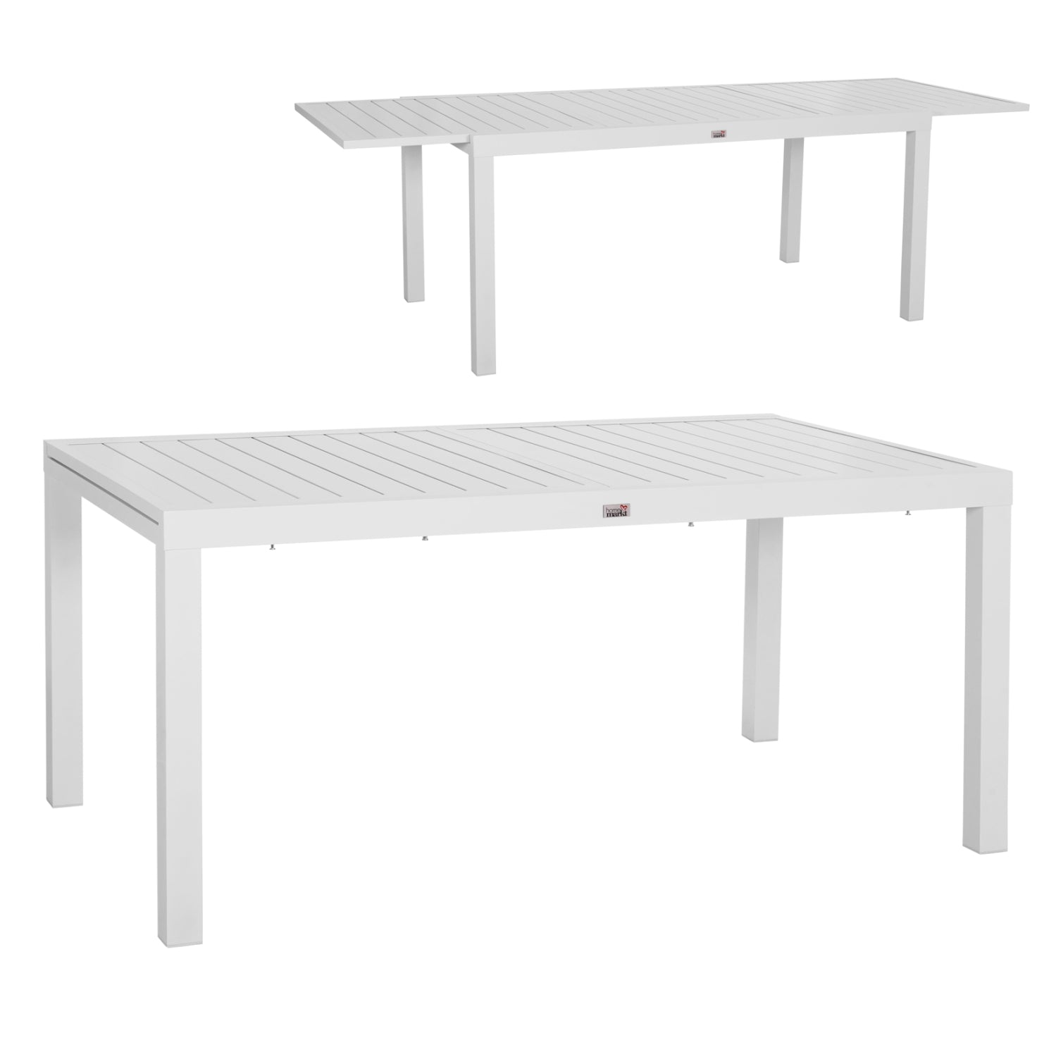 РАЗТЕГАТЕЛНА ТРАПЕЗНА МАСА KRUM АЛУМИНИЙ В БЯЛ ЦВЯТ 160-240x90x73Hсм.