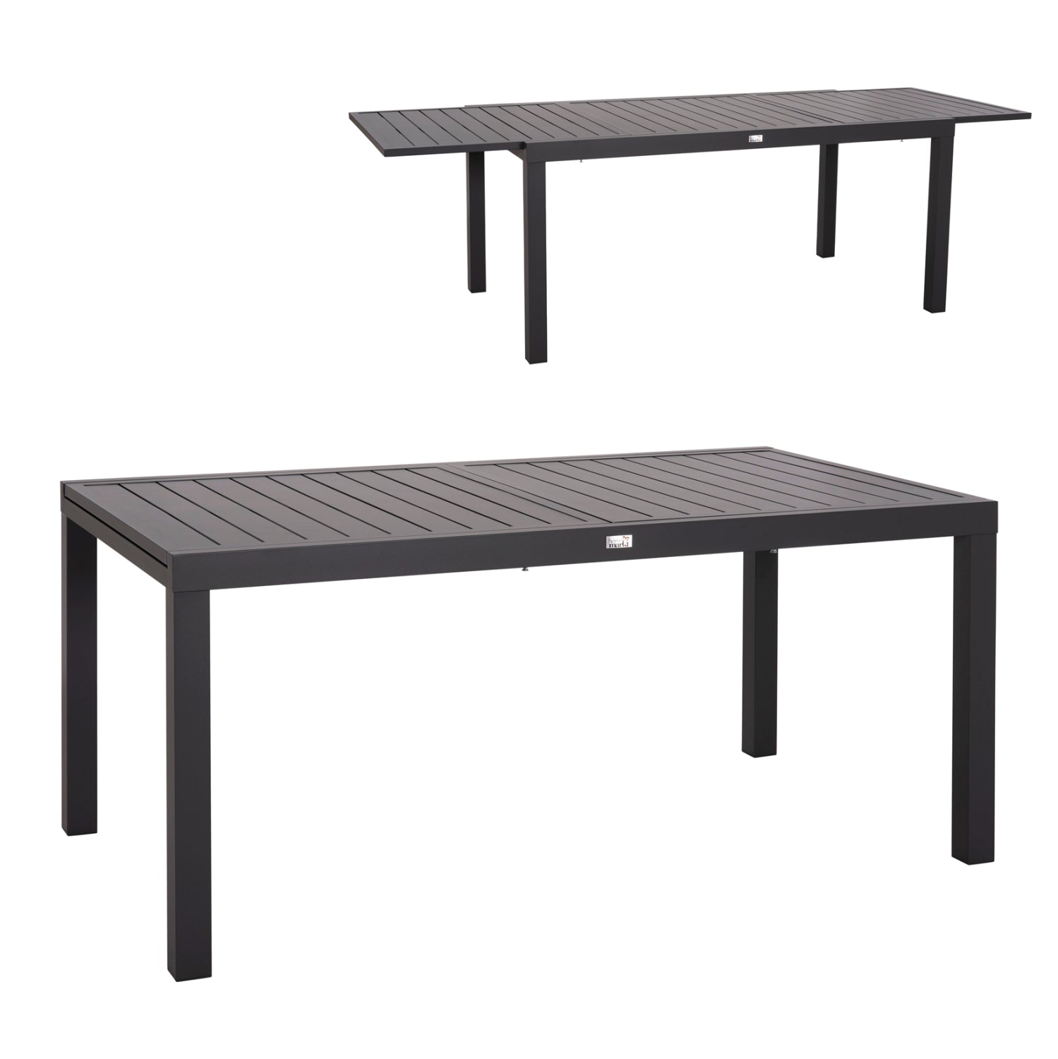 РАЗТЕГАТЕЛНА ТРАПЕЗНА МАСА KRUM АЛУМИНИЙ В ТЪМНО СИВ ЦВЯТ 160-240x90x73Hсм.