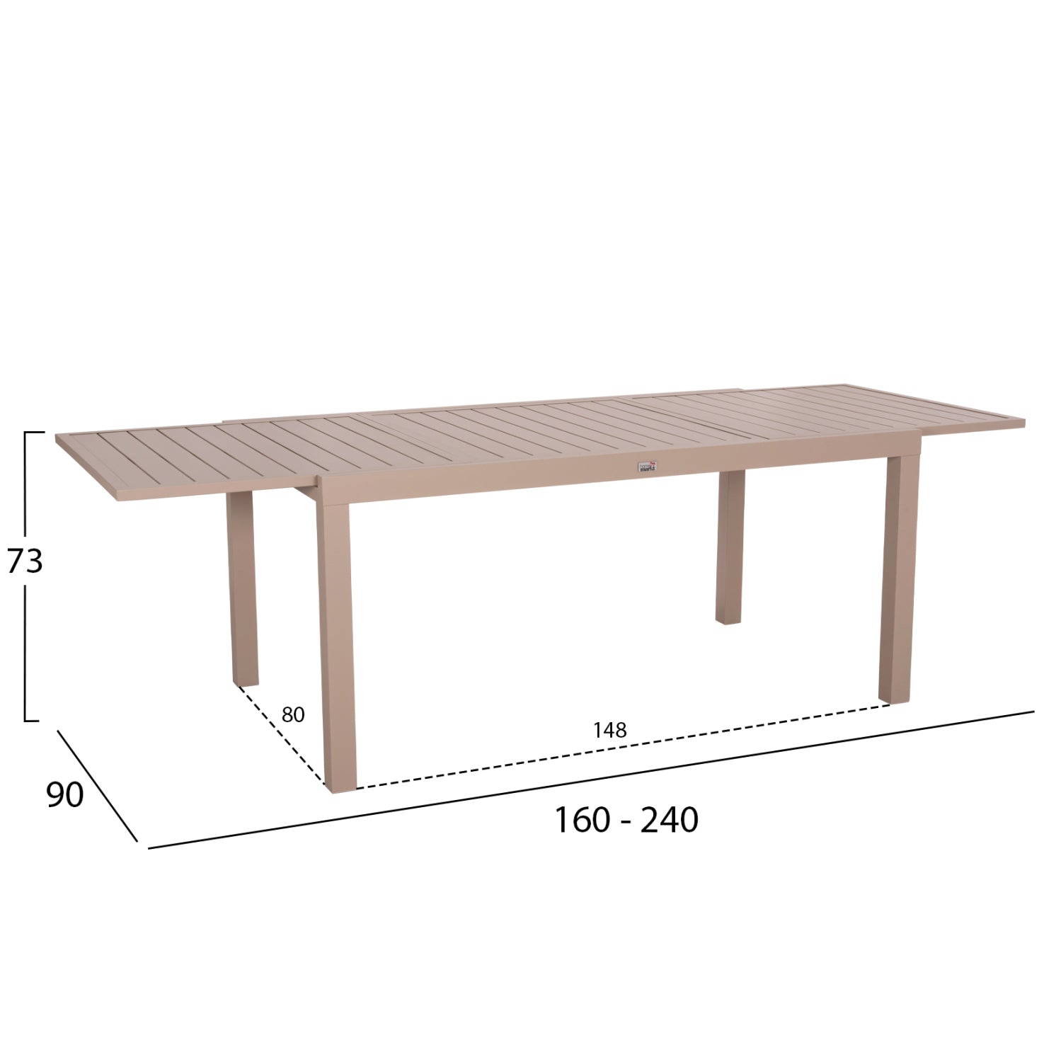 РАЗТЕГАТЕЛНА ТРАПЕЗНА МАСА KRUM АЛУМИНИЙ В ЦВЯТ КАПУЧИНО 160-240x90x73Hсм.
