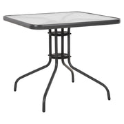 Външна квадратна маса FIGO сив метал - плот от стъкло 80x80x71Hсм.