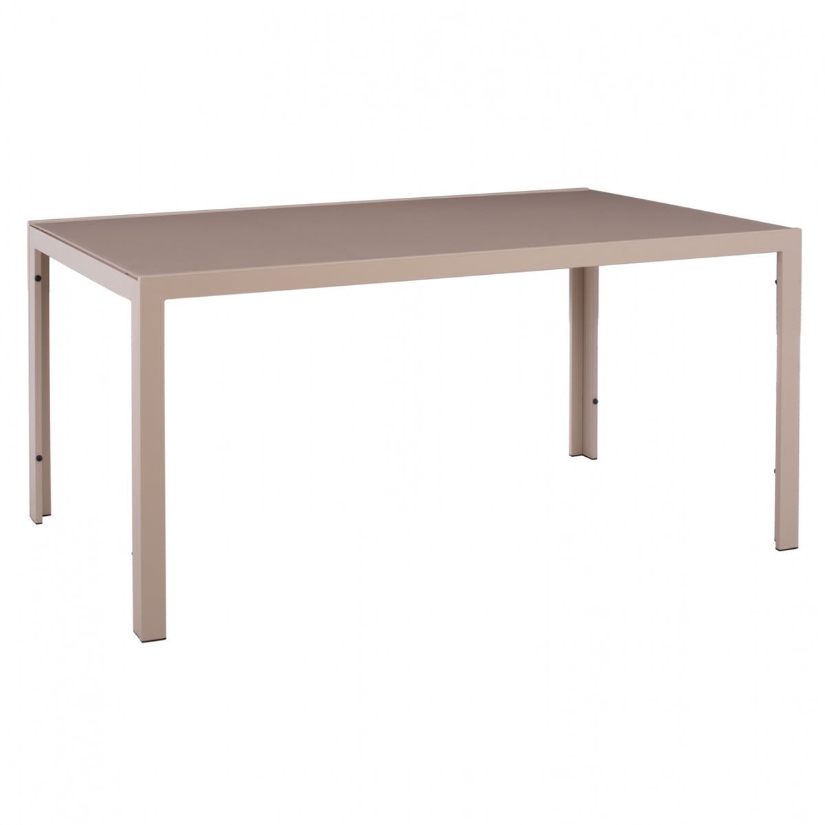 Метална правоъгълна маса в капучино с стъкло 150x90x75 см