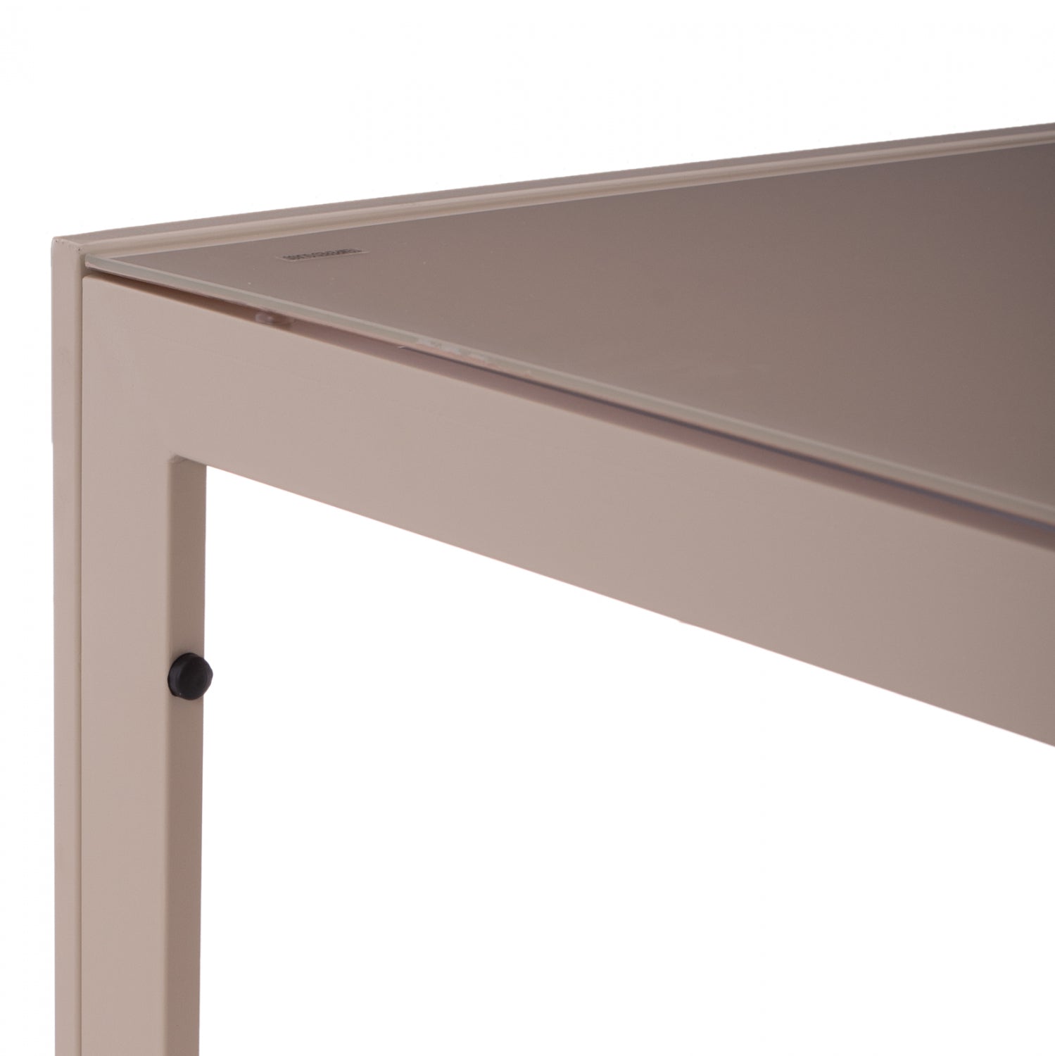 Метална правоъгълна маса в капучино с стъкло 150x90x75 см