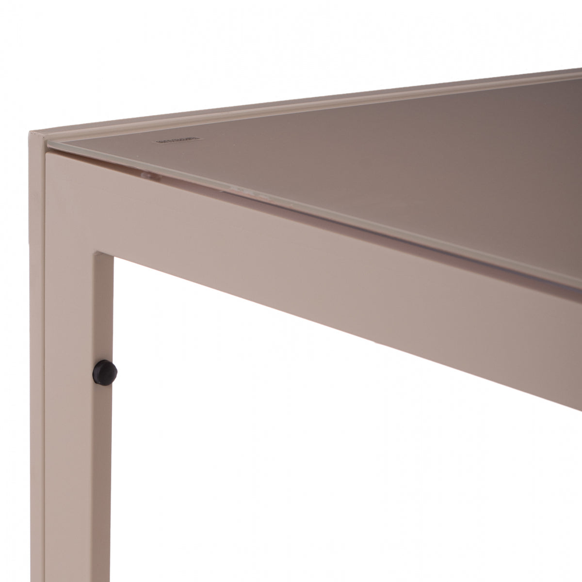 Метална правоъгълна маса в капучино с стъкло 150x90x75 см