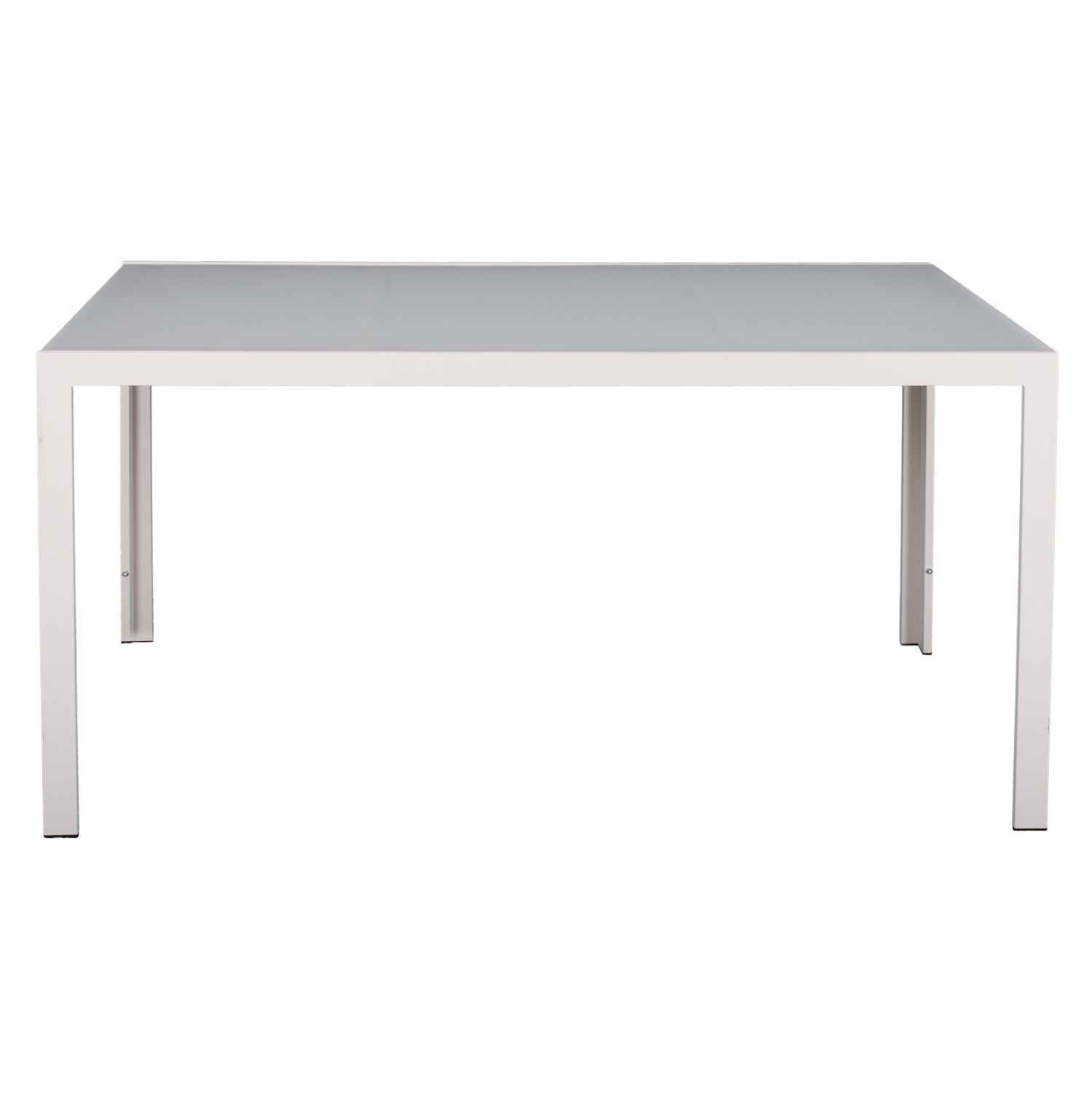 Метална маса ледено бяла със стъкло 150x90x75см.