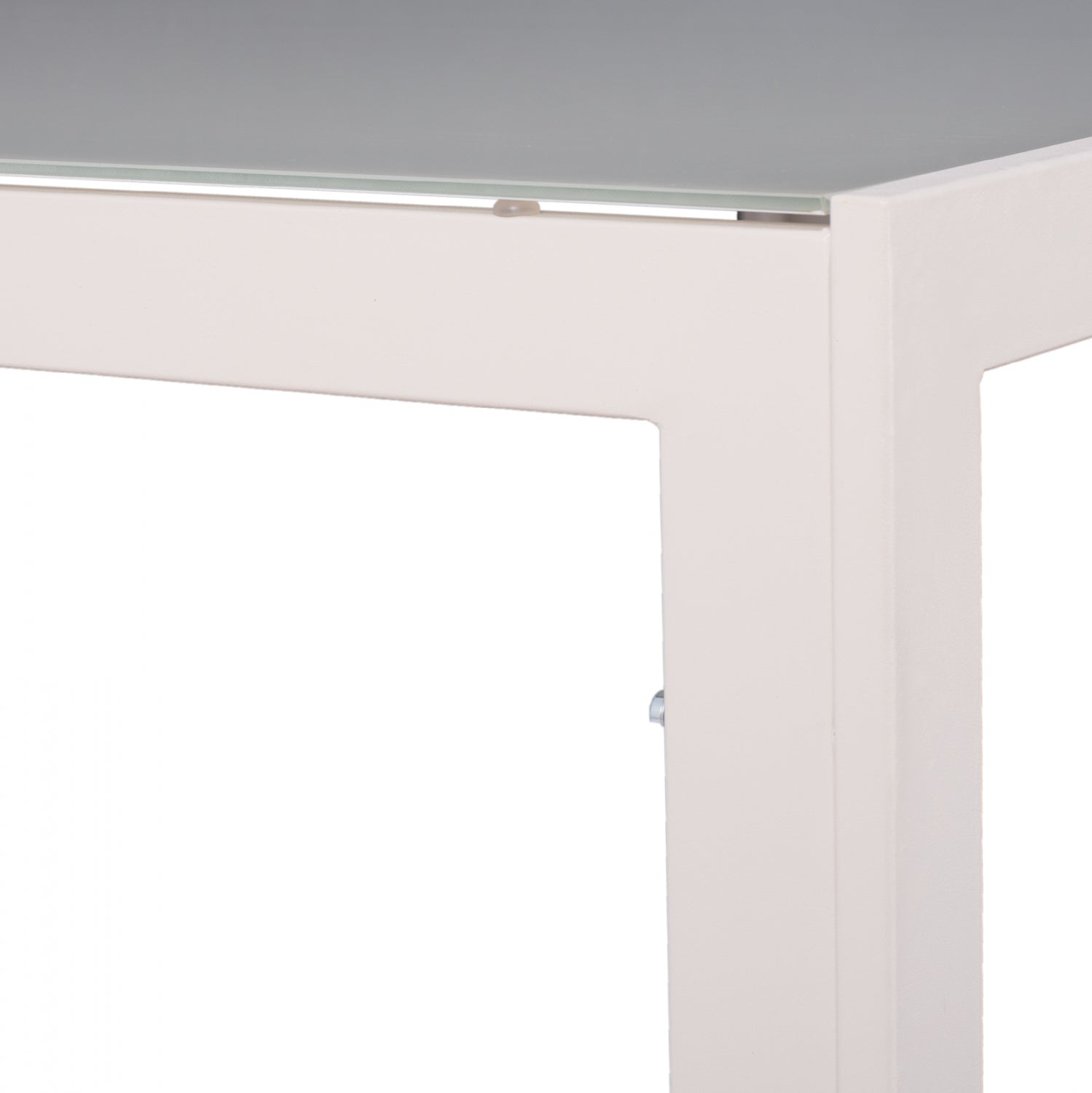 Метална маса ледено бяла със стъкло 150x90x75см.