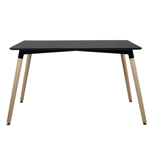 Кухненска маса Минималистична, черен MDF, крака бук дъб, 160x90x74,5H см