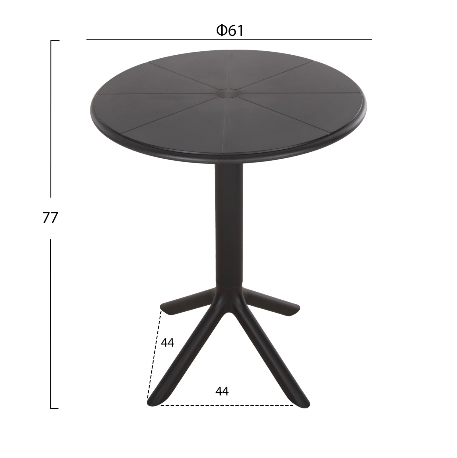 Кръгла маса от полипропилен TERRIN черна Φ60x75Hсм.