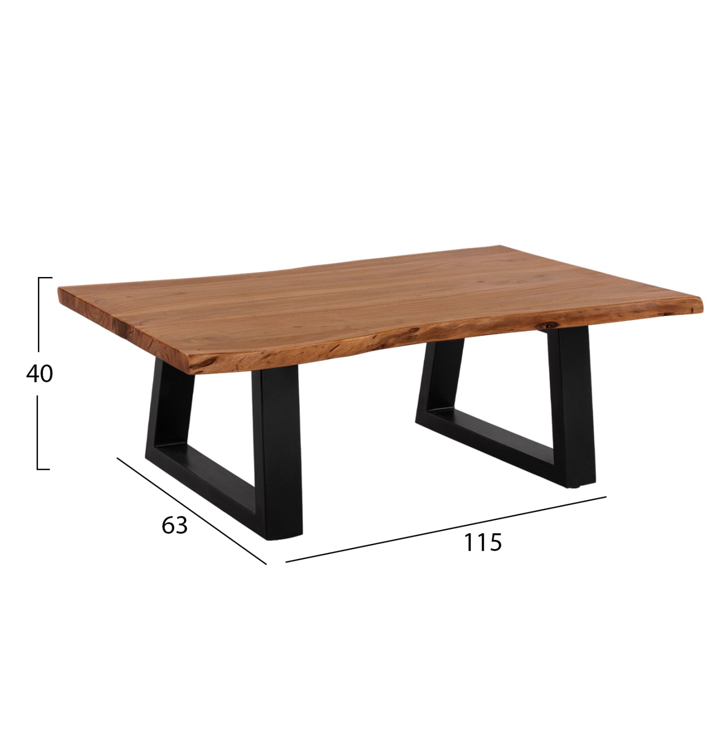 Холна маса МОНТАНА масивна акациева дървесина - натурална 115x63x40 см