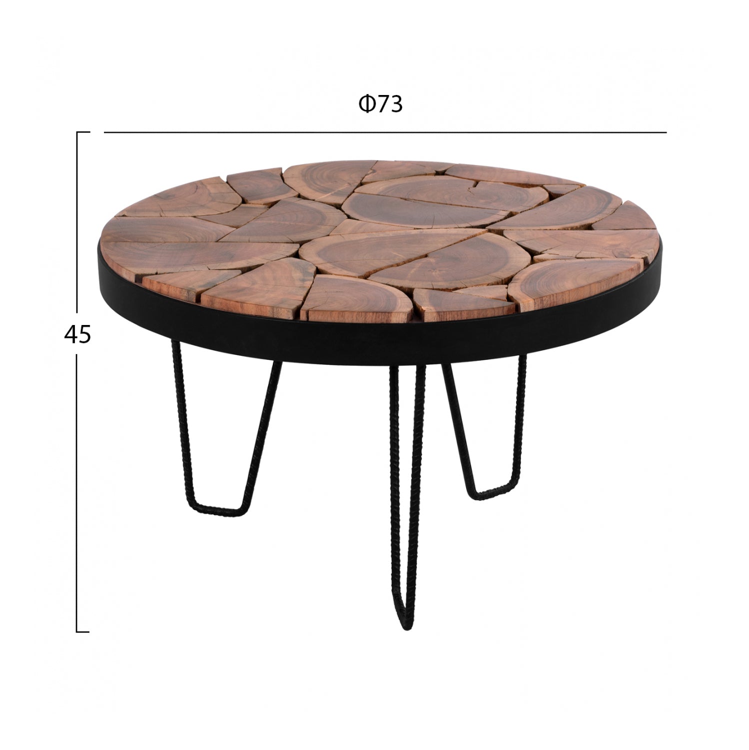 Кафе маса TIMOTHY масивна акация Φ73x45H