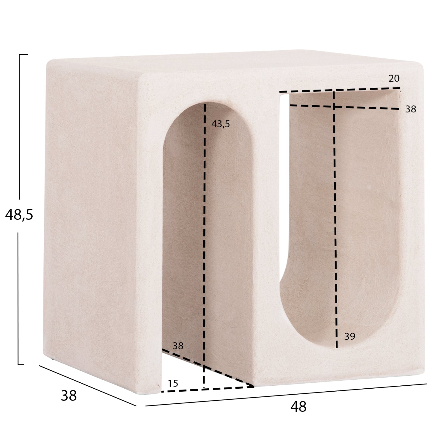 Масичка за кафе серия SANTORINI MDF в слонова кост 48x38x48,5Hсм.