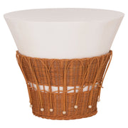 КРЪГЛА КАФЕНА МАСА PERRAL.02L ФИБРОЦИМЕНТ В БЯЛО-ЕСТЕСТВЕН РАТАН--Φ55x45Hсм.