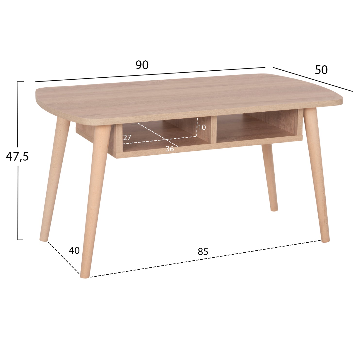 Кафе маса Sliven меламин Sonoma - крака в натурален цвят 90x50x47,5Всм.