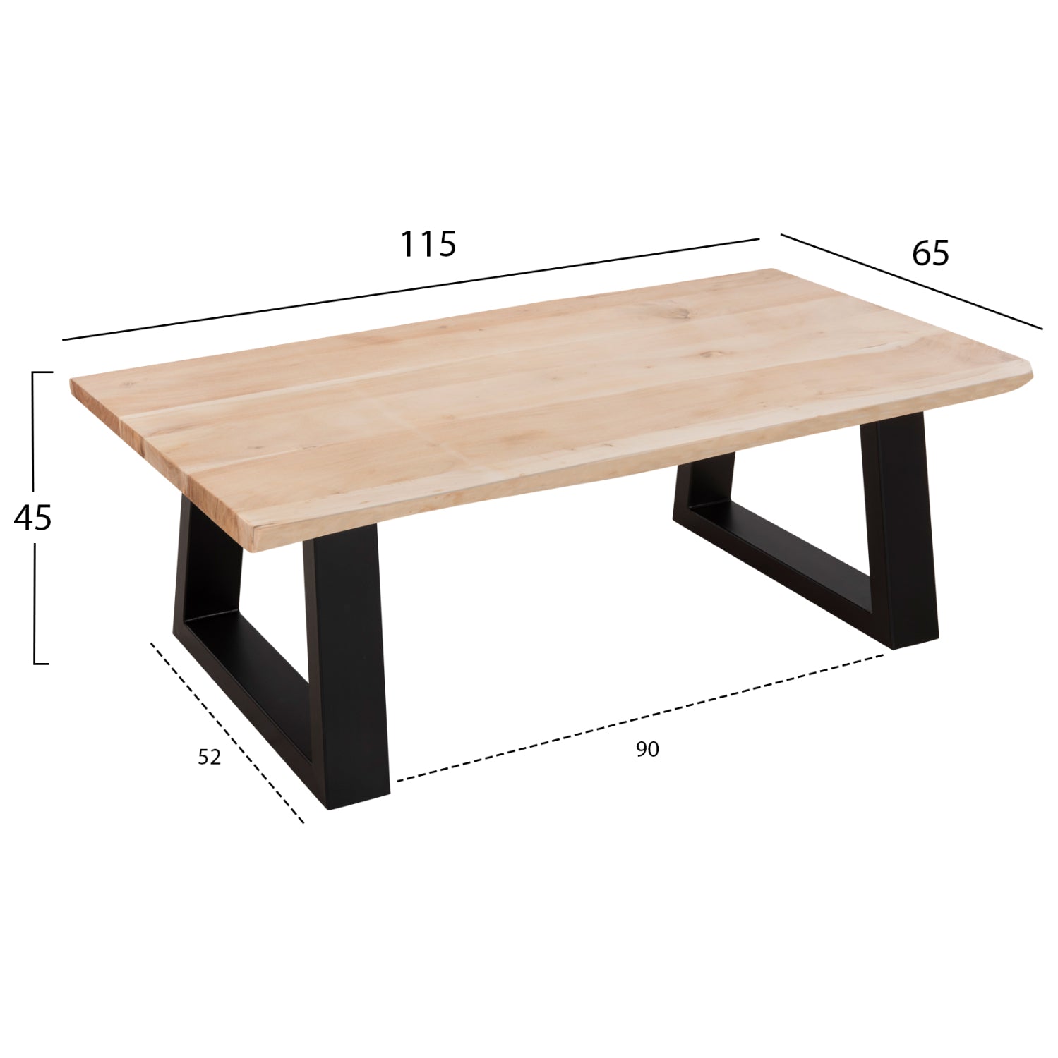 Маса за кафе SOFIA SLIM акациева дървесина в светъл натурален цвят 115x65x41Hсм.