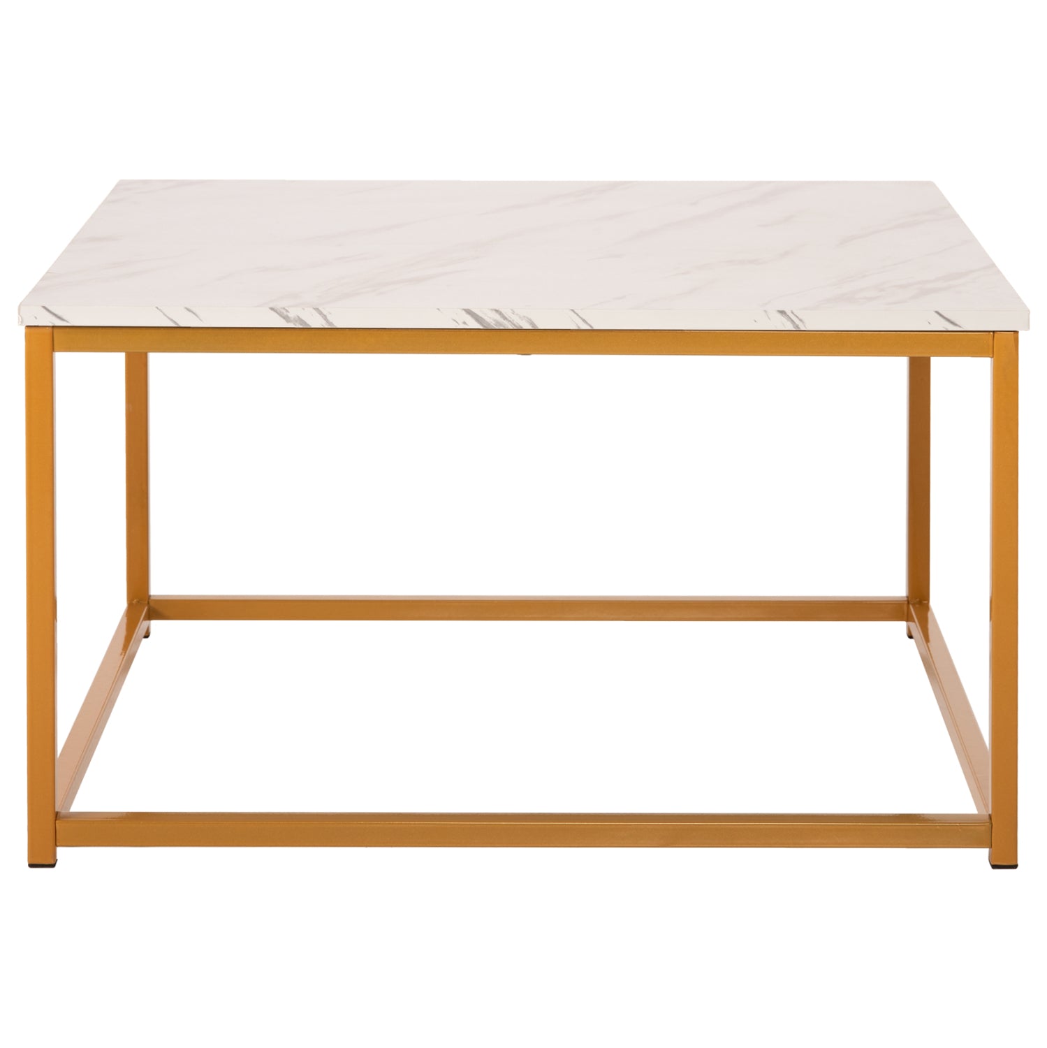 Кафе маса BRAYLEN меламин бял мрамор с златиста основа 75x75x43Hсм.