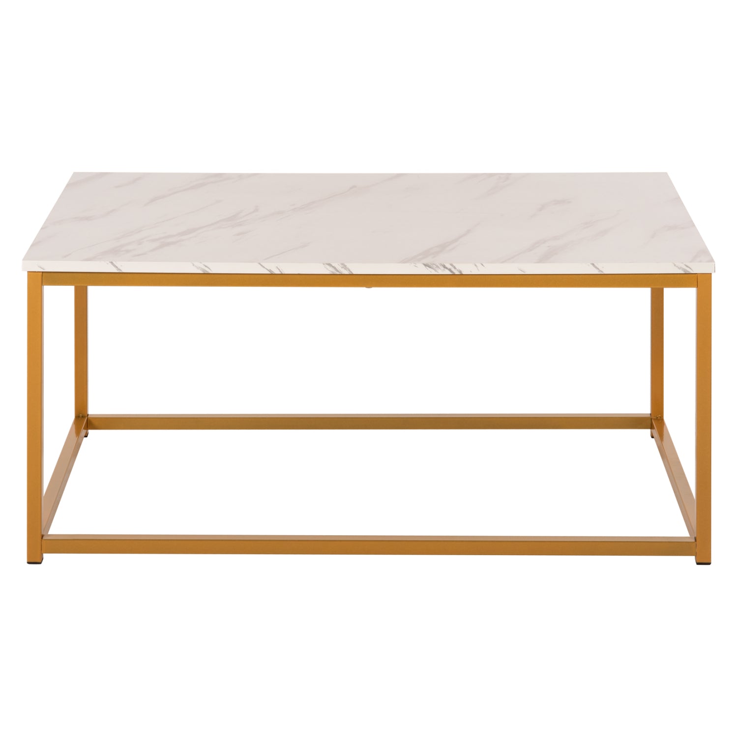 Кафе маса SAFFRON меламин бял мрамор с златиста основа 95x55x43.5Hсм.