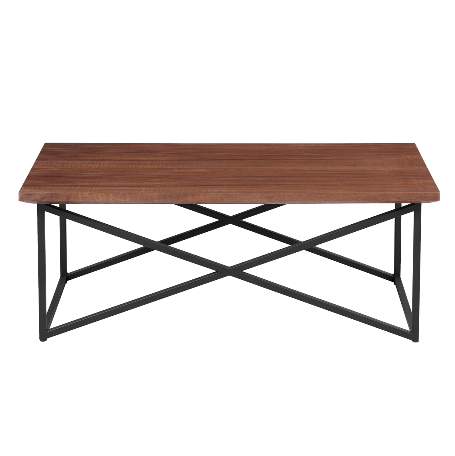 Холна маса MDF с плот от орехов фурнир и черна метална основа 120x60x45,5Hcm.