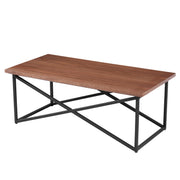 Холна маса MDF с плот от орехов фурнир и черна метална основа 120x60x45,5Hcm.