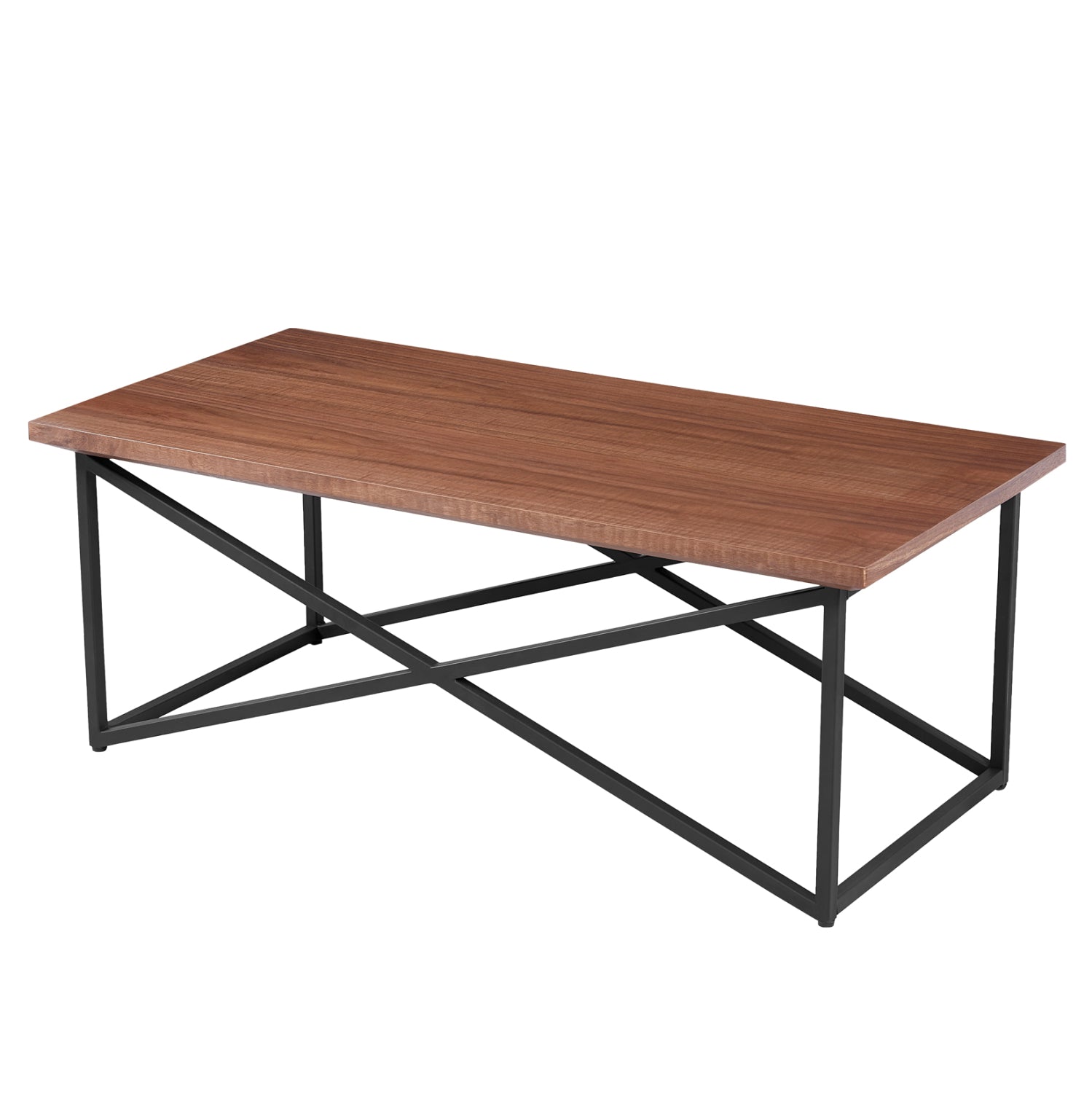 Холна маса MDF с плот от орехов фурнир и черна метална основа 120x60x45,5Hcm.