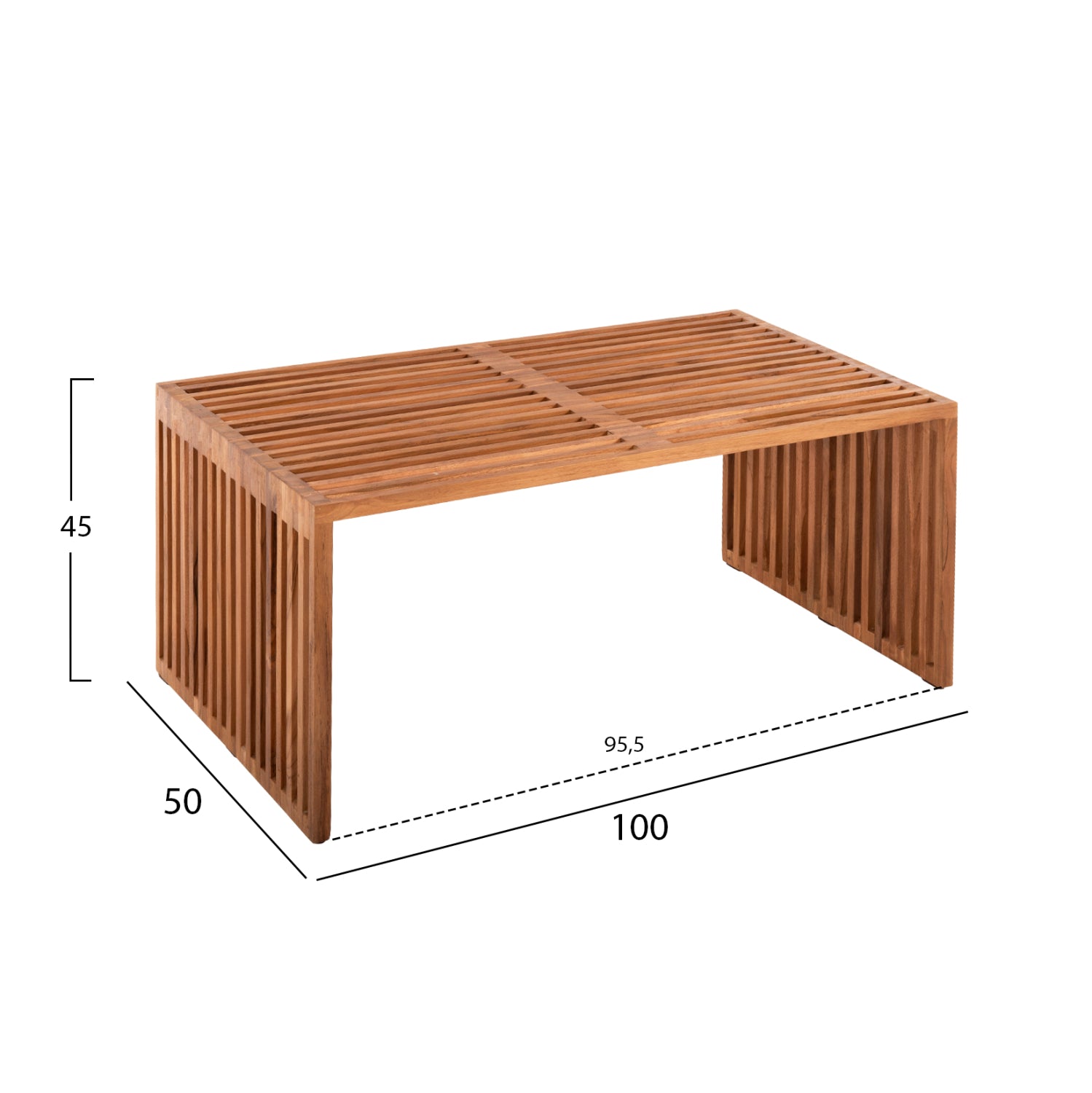 Кафе маса NYA тиково дърво в натурален цвят 1 част 100x50x45H cm.