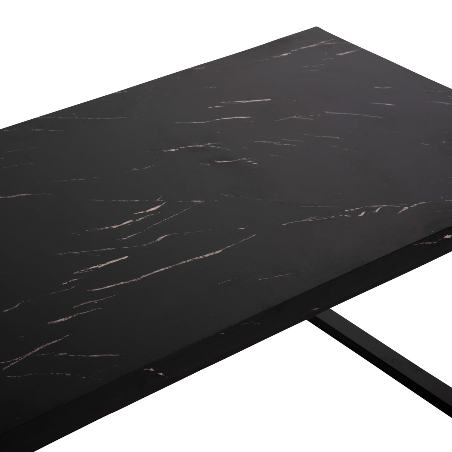 Кафе маса SHABEN MDF плот черен мрамор - черна метална основа 120x60x46Hсм.