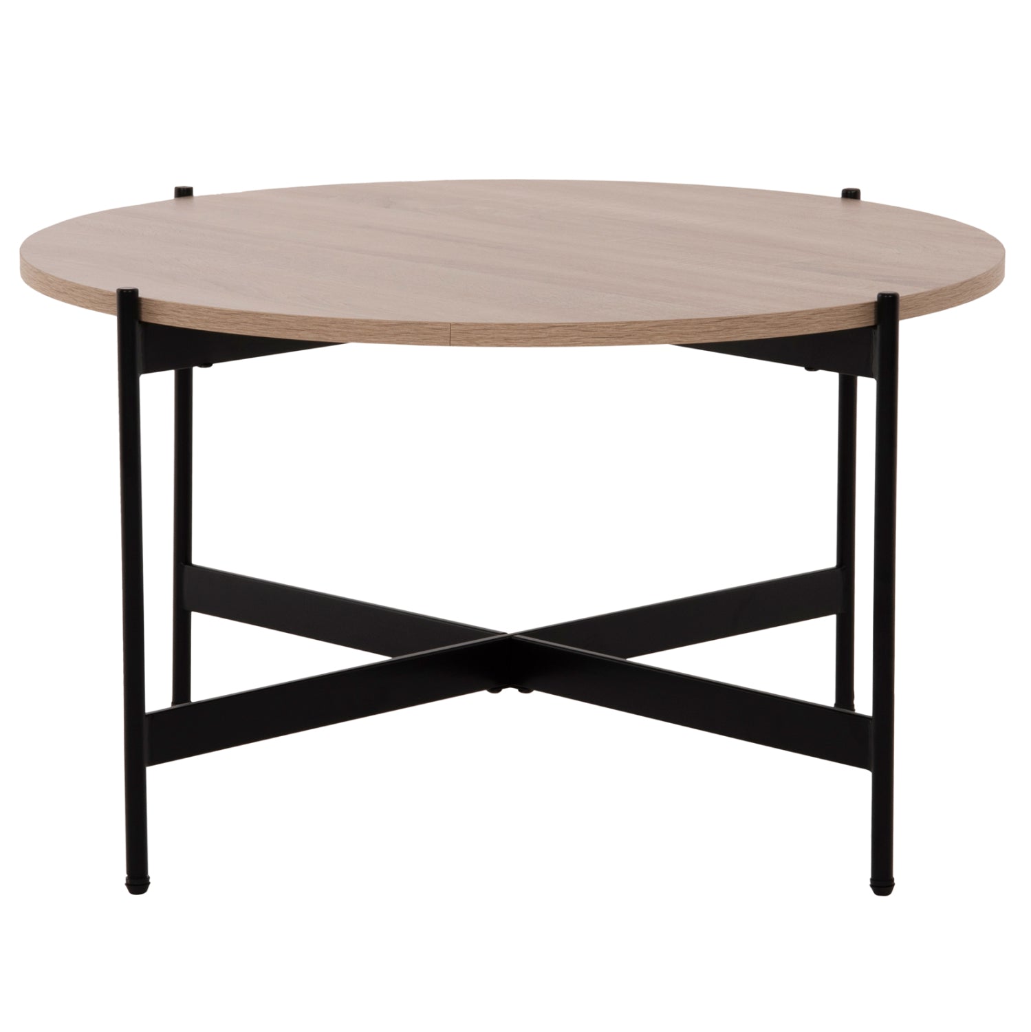 Кафе маса MDF плот SONOMA - черна метална основа Φ80x45Hсм.