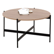 Кафе маса MDF плот SONOMA - черна метална основа Φ80x45Hсм.