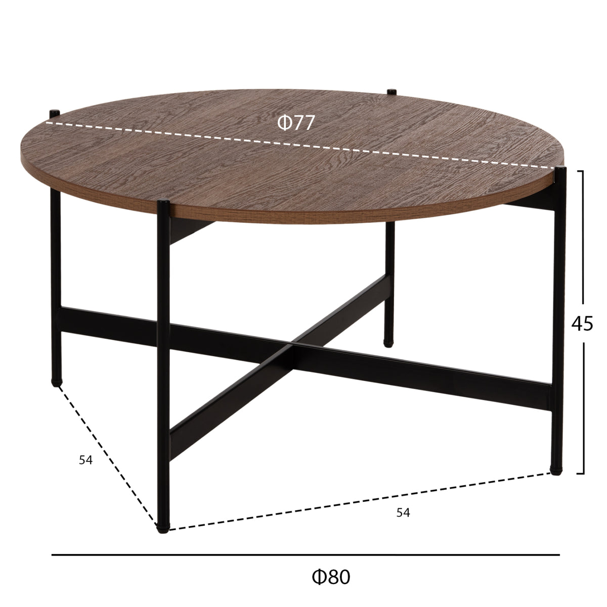 КАФЕ МАСА MDF БЯЛ ВЪРБОВ ПЛОТ-ЧЕРНА МЕТАЛНА ОСНОВА Φ80x45Hсм.