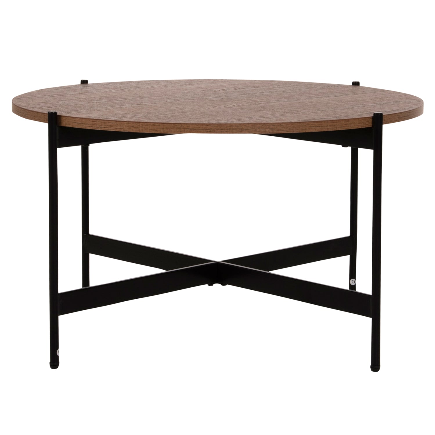 КАФЕ МАСА MDF БЯЛ ВЪРБОВ ПЛОТ-ЧЕРНА МЕТАЛНА ОСНОВА Φ80x45Hсм.