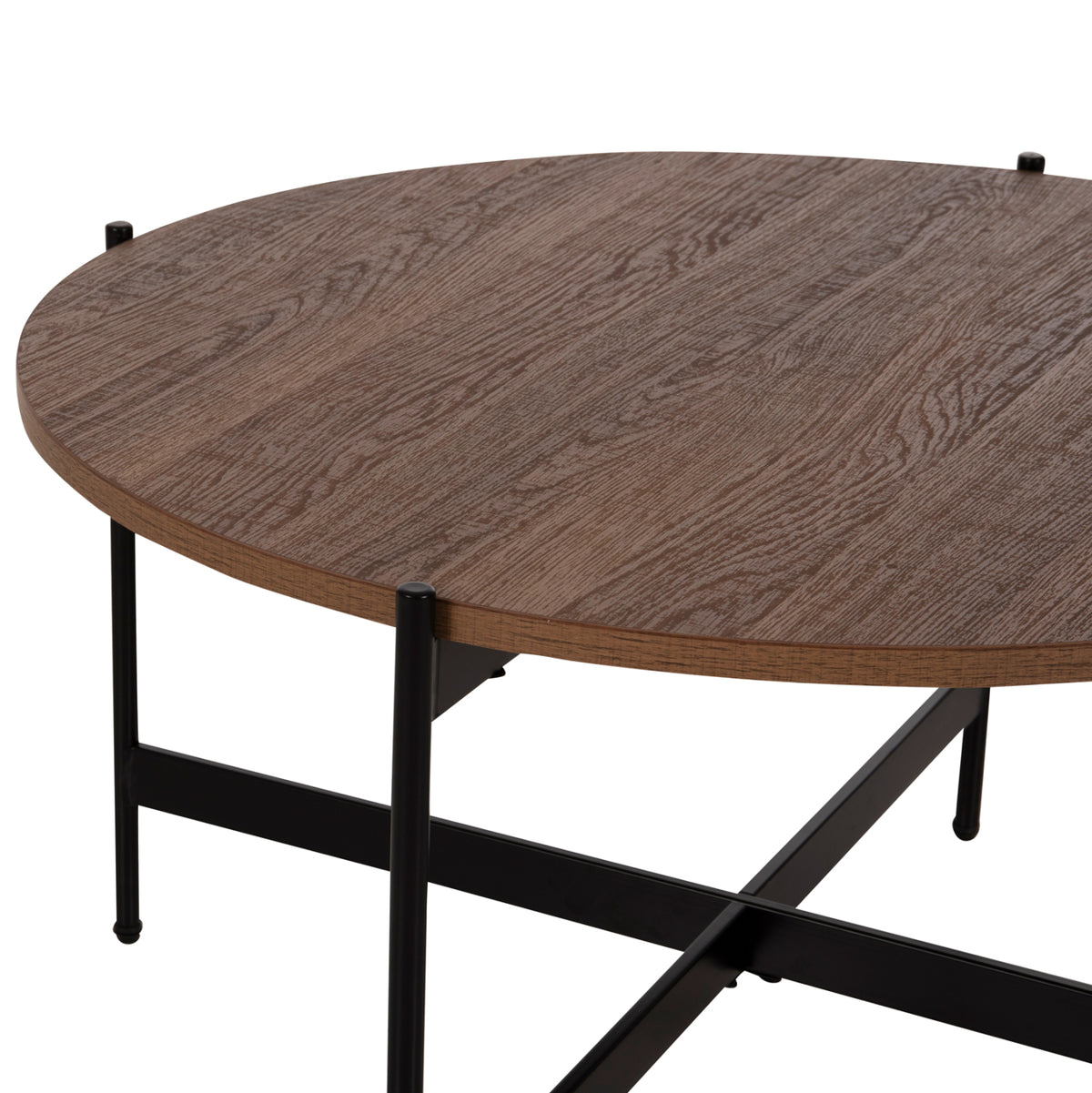 КАФЕ МАСА MDF БЯЛ ВЪРБОВ ПЛОТ-ЧЕРНА МЕТАЛНА ОСНОВА Φ80x45Hсм.