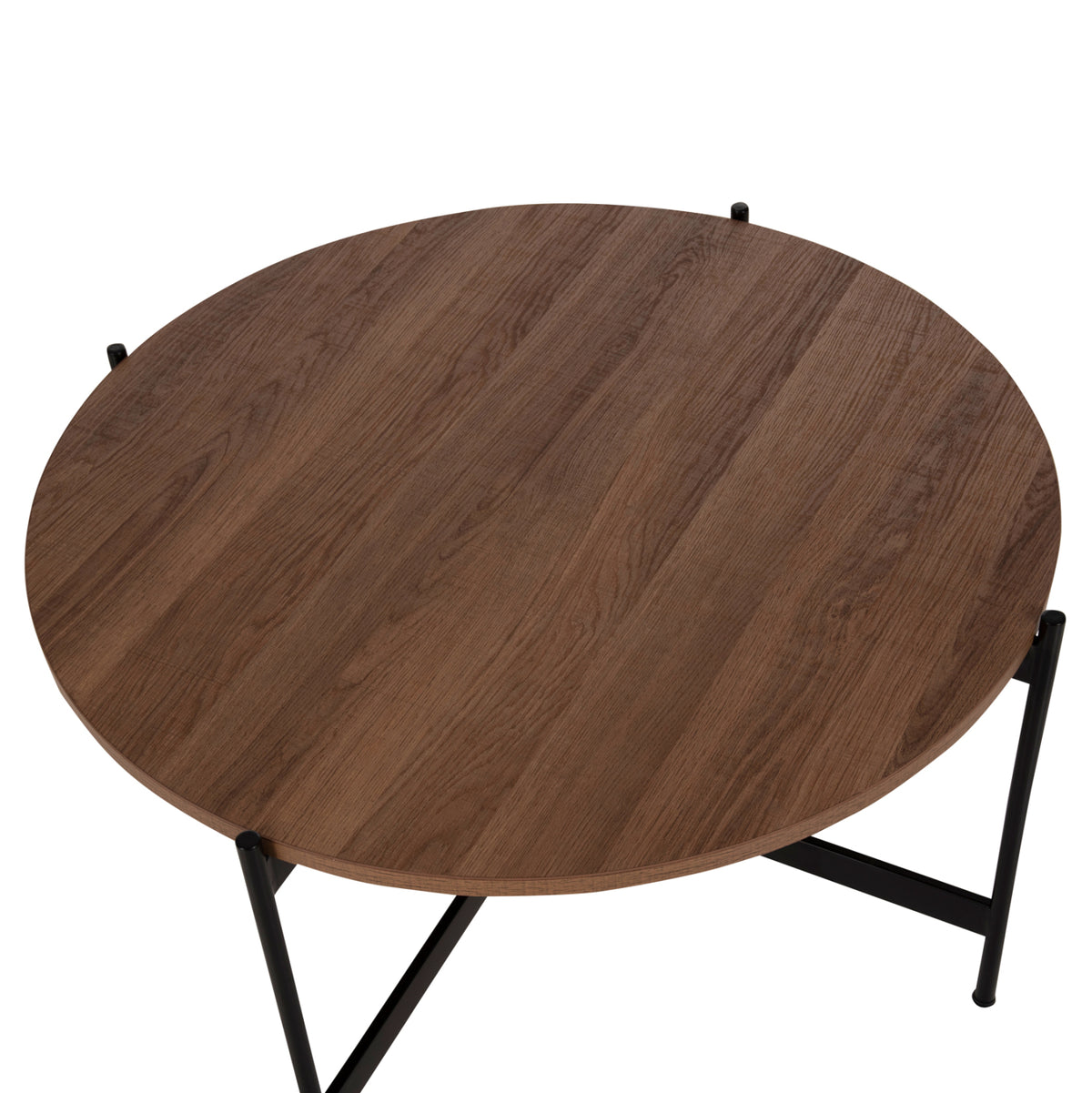 КАФЕ МАСА MDF БЯЛ ВЪРБОВ ПЛОТ-ЧЕРНА МЕТАЛНА ОСНОВА Φ80x45Hсм.