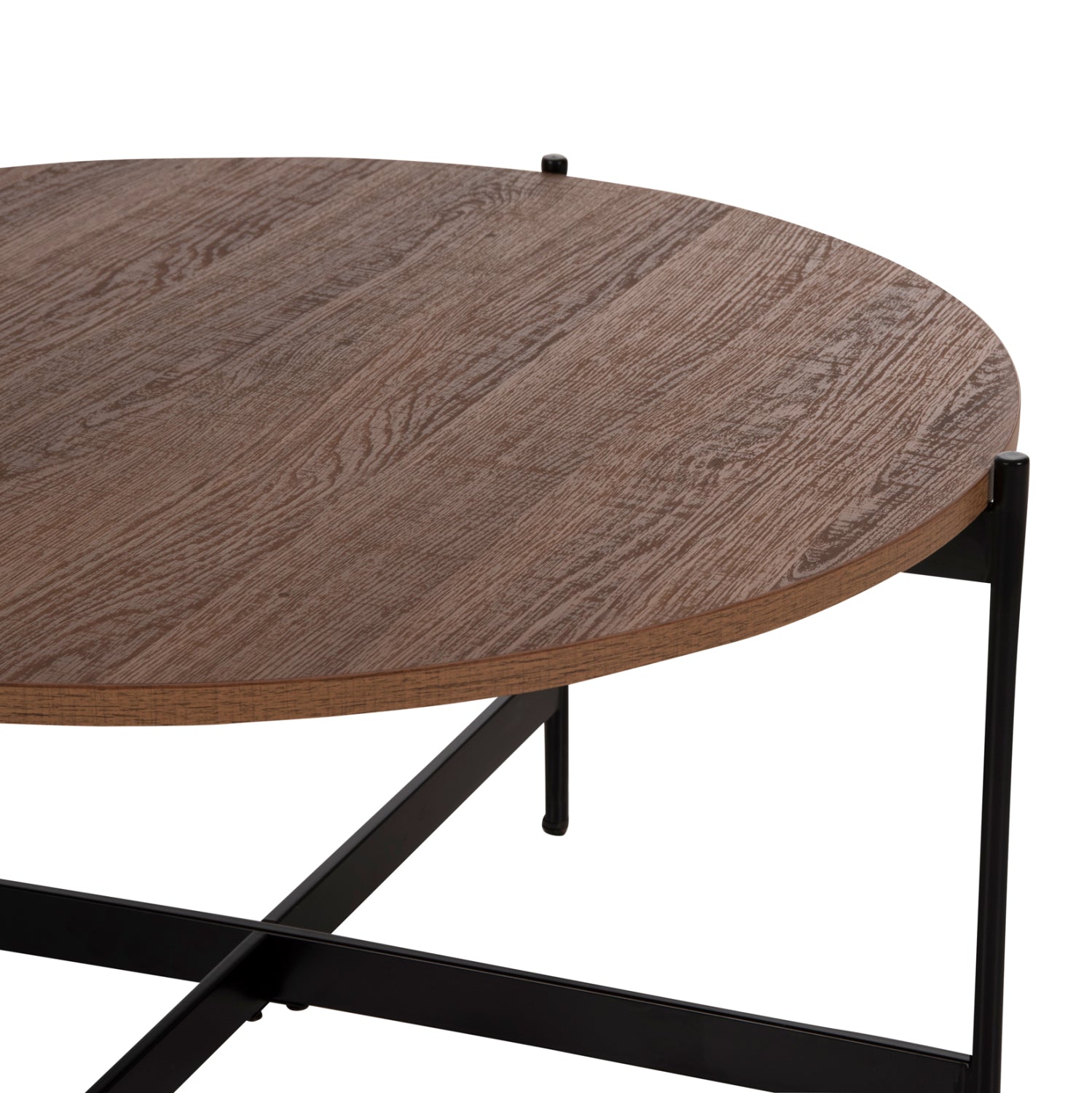 КАФЕ МАСА MDF БЯЛ ВЪРБОВ ПЛОТ-ЧЕРНА МЕТАЛНА ОСНОВА Φ80x45Hсм.