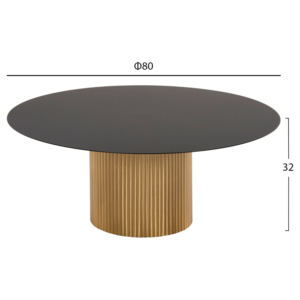КАФЕНА МАСА CLAD МЕТАЛ В ЗЛАТО И ЧЕРНО ПЛОТ Φ80x32В см.