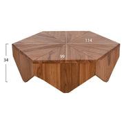 Кафе маса HEXAGON Тиково дърво в натурален цвят 114x99x34Hсм.