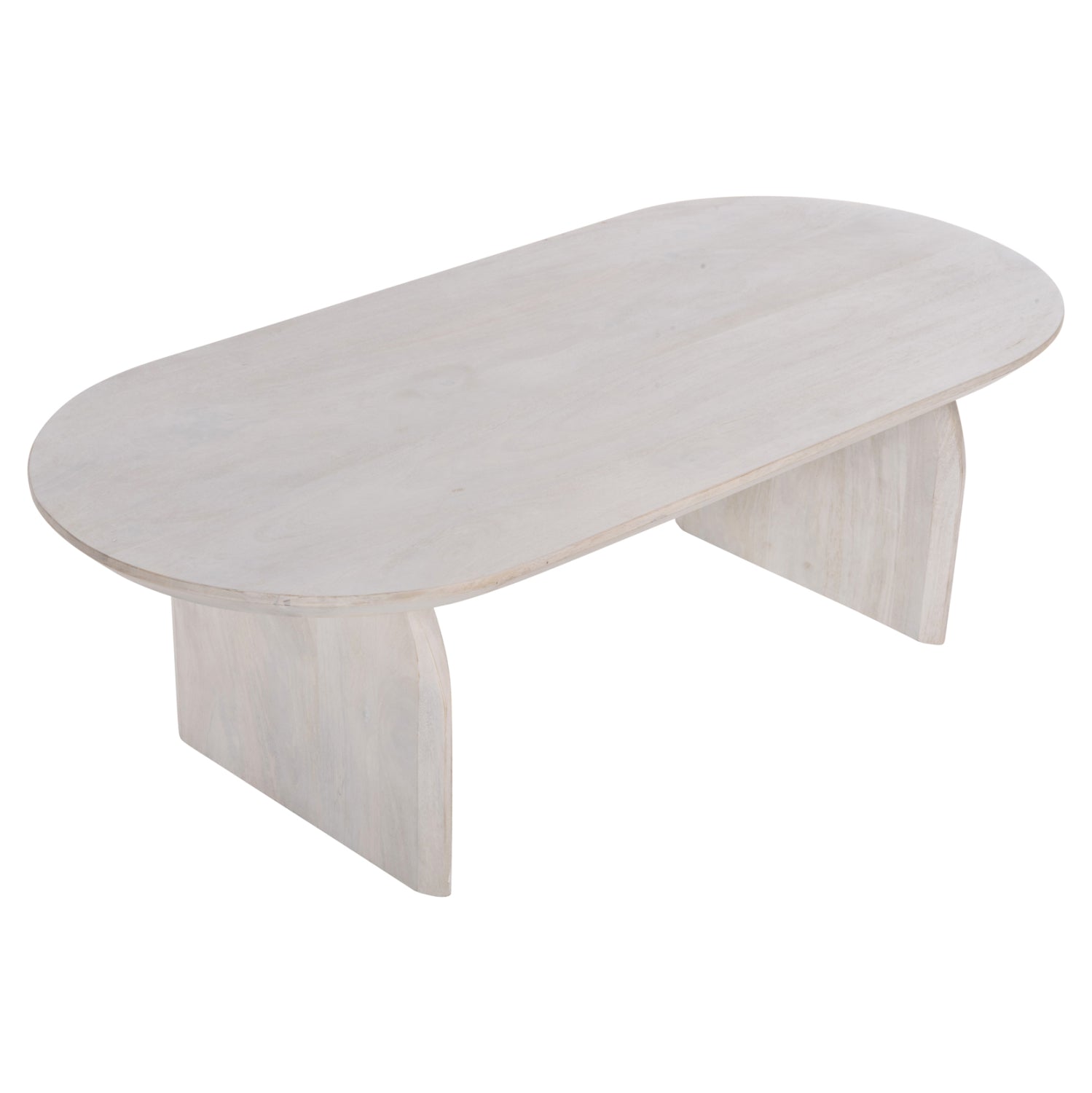 Овална холна маса HONKY масивно дърво манго в бял цвят 130x60x40Hсм.