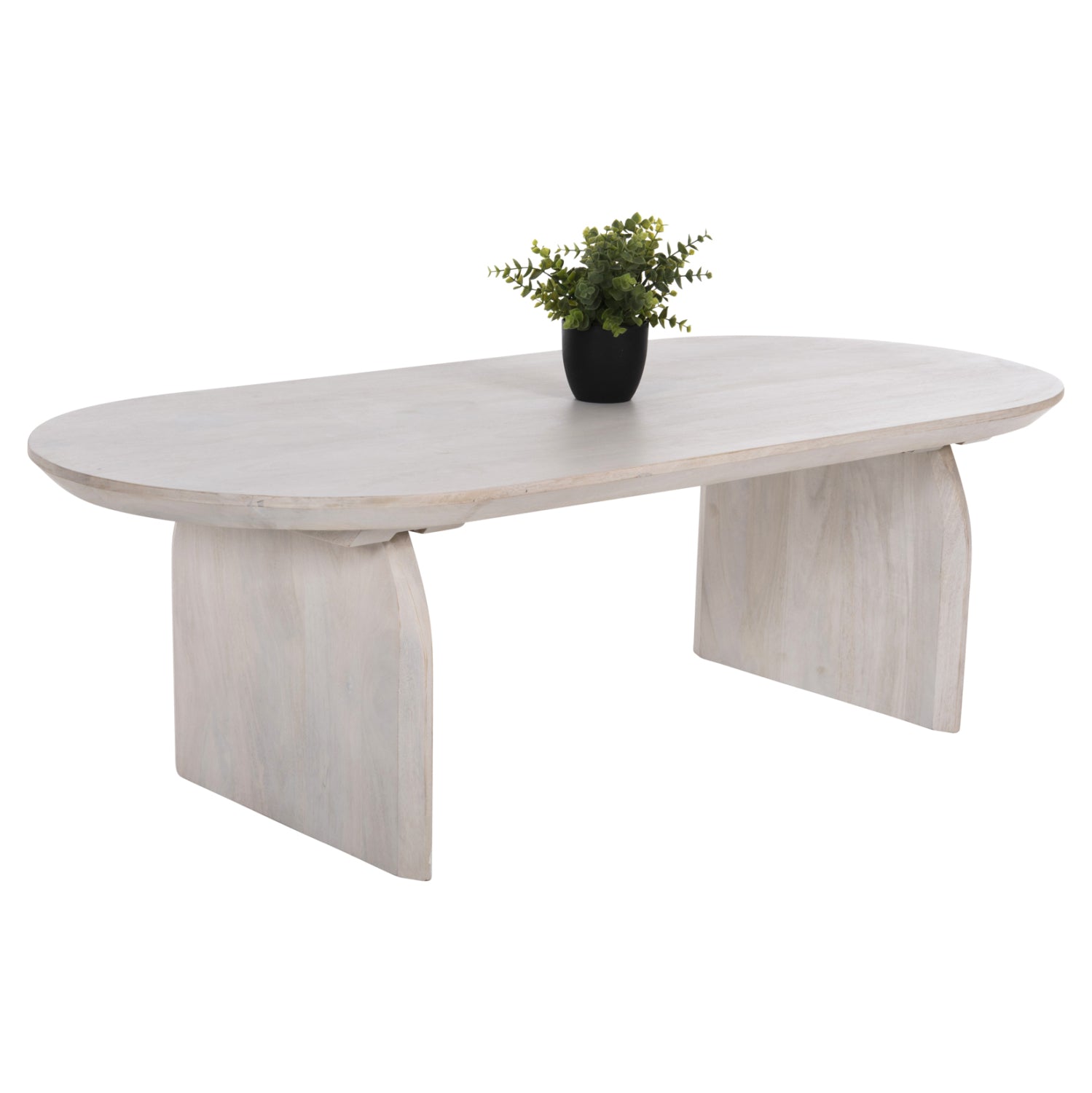 Овална холна маса HONKY масивно дърво манго в бял цвят 130x60x40Hсм.