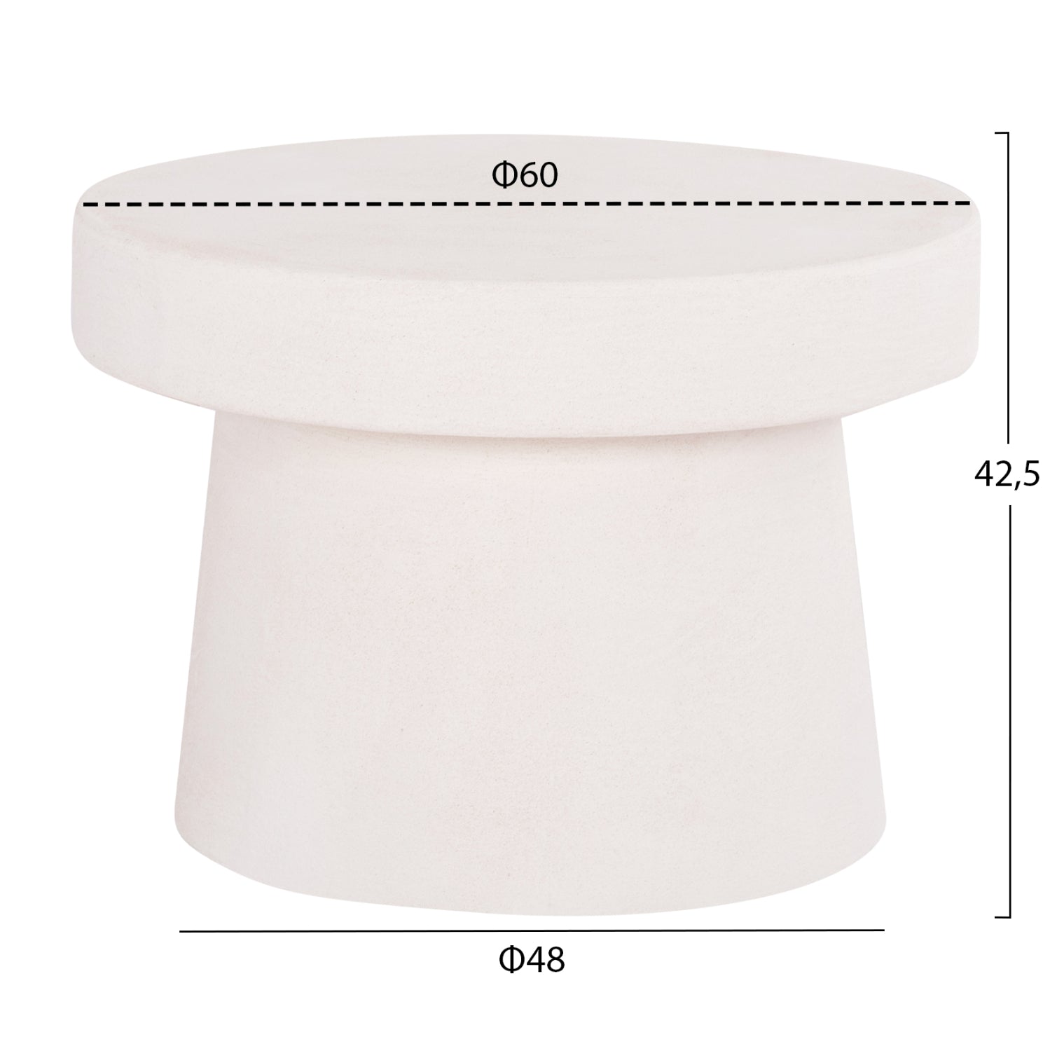 КРЪГЛА КАФЕЙНА МАСА СЕРИЯ SANTORINI MDF В ЦВЯТ ОФ-БЯЛ Ф60x42.5Всм.