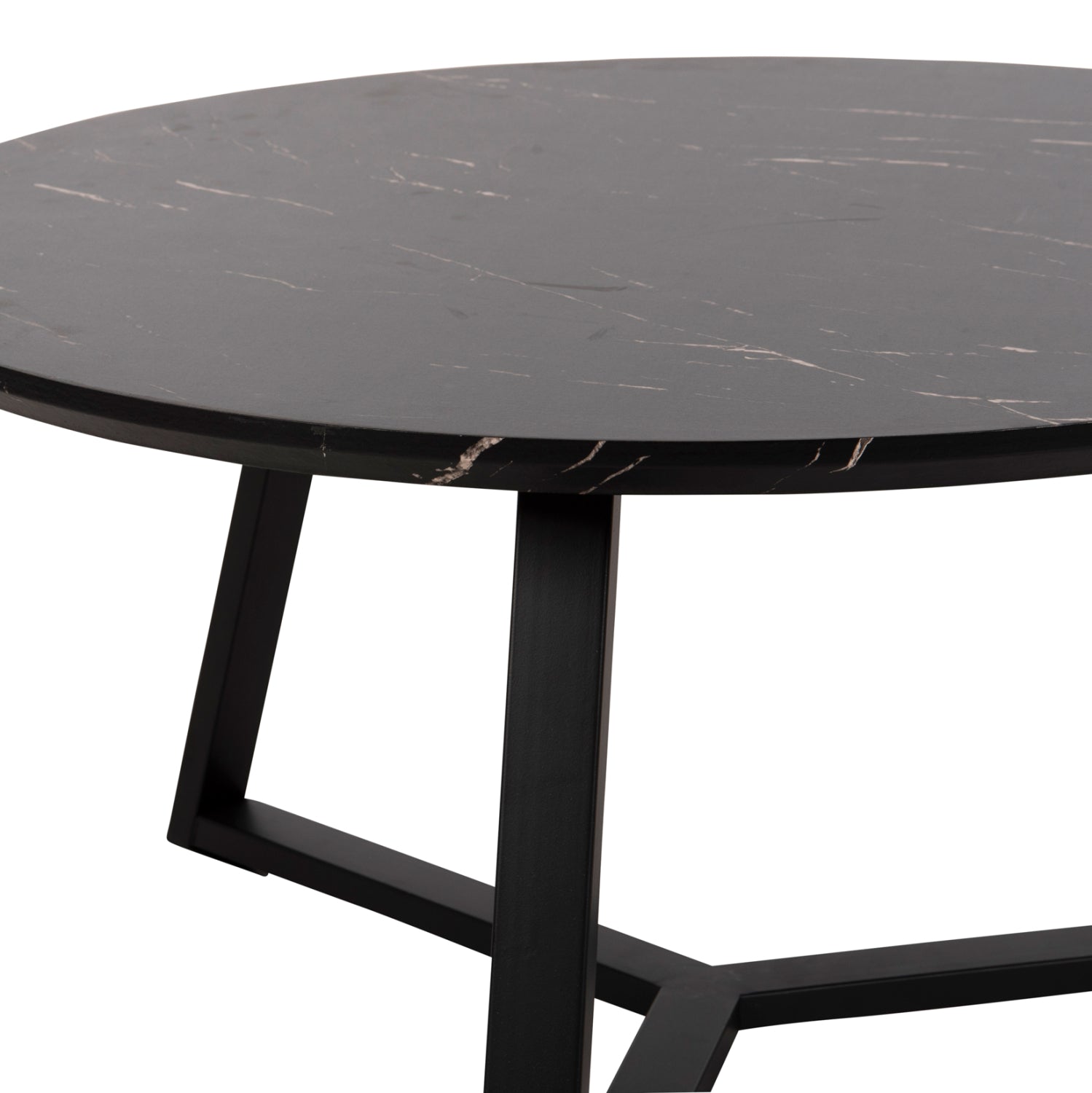 КРЪГЛА КАФЕ МАСА MDF ЧЕРЕН МРАМОР-ЧЕРНА ТЕКСТУРИРАНА МЕТАЛНА ОСНОВА Φ80x42Hсм.