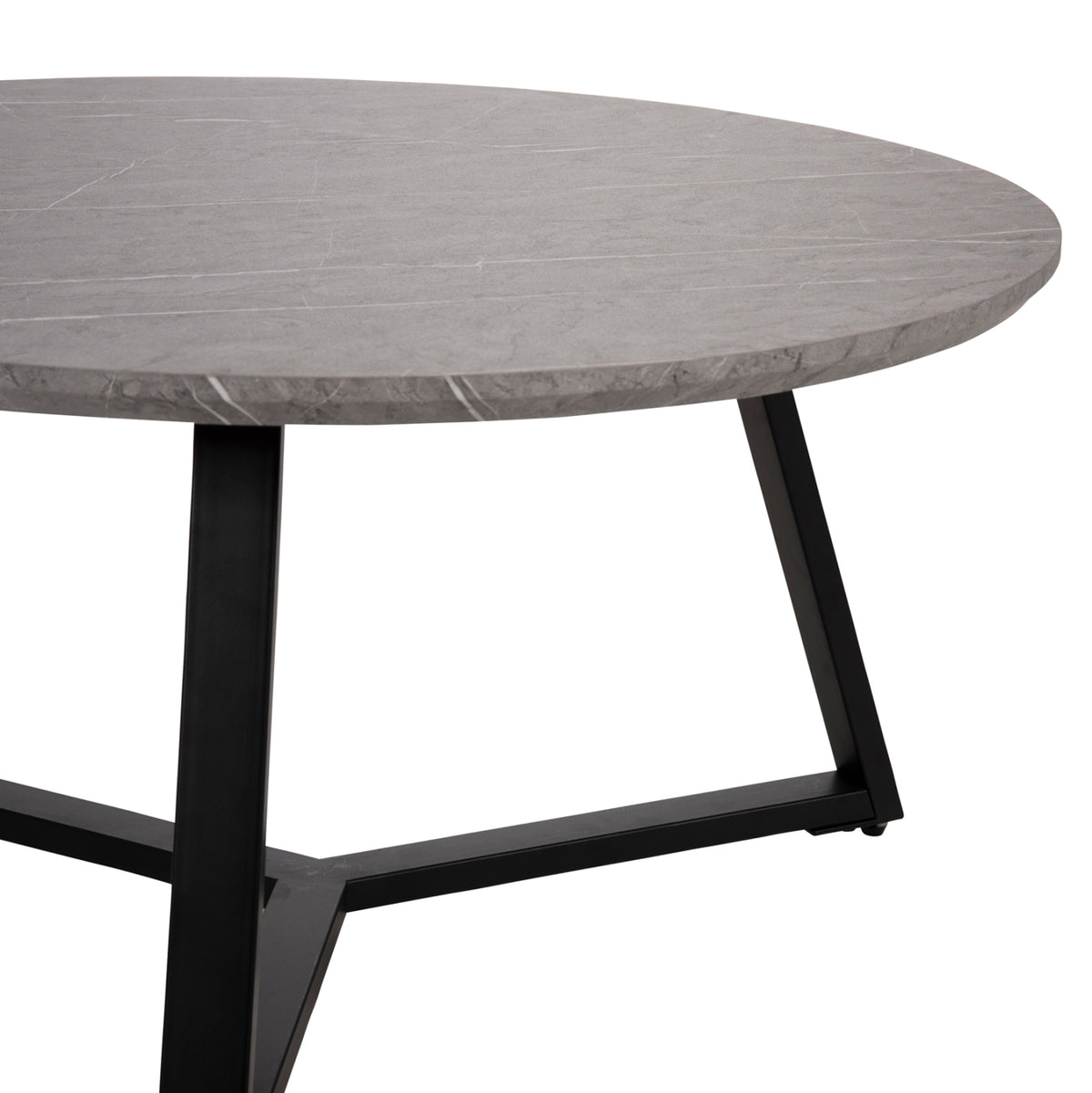 КРЪГЛА КАФЕ МАСА MDF СИВ МРАМОР-ЧЕРНА ТЕКСТУРИРАНА МЕТАЛНА ОСНОВА Φ80x42Hсм.
