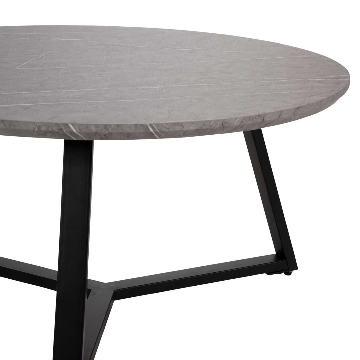 КРЪГЛА КАФЕ МАСА MDF СИВ МРАМОР-ЧЕРНА ТЕКСТУРИРАНА МЕТАЛНА ОСНОВА Φ80x42Hсм.