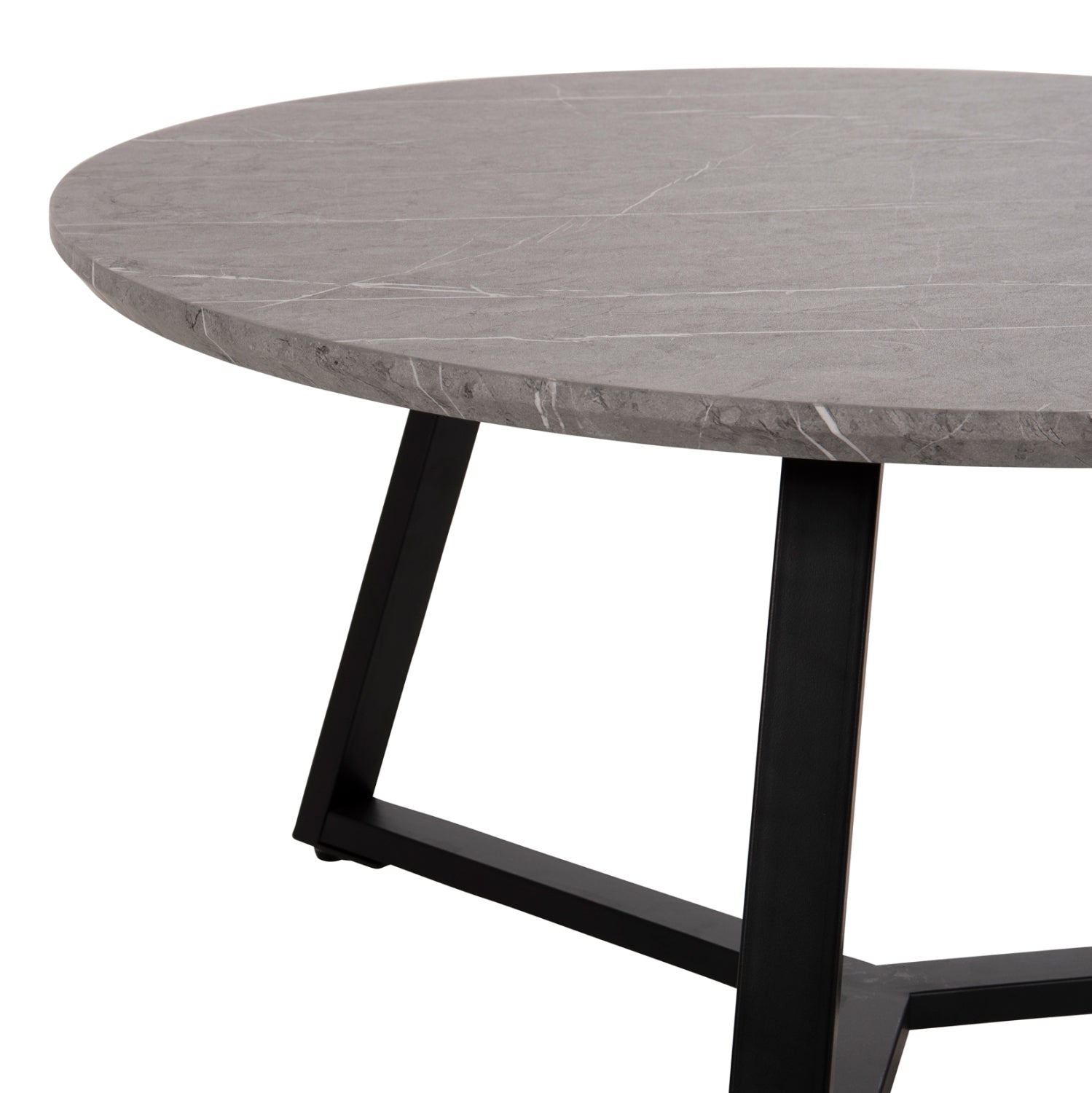 КРЪГЛА КАФЕ МАСА MDF СИВ МРАМОР-ЧЕРНА ТЕКСТУРИРАНА МЕТАЛНА ОСНОВА Φ80x42Hсм.