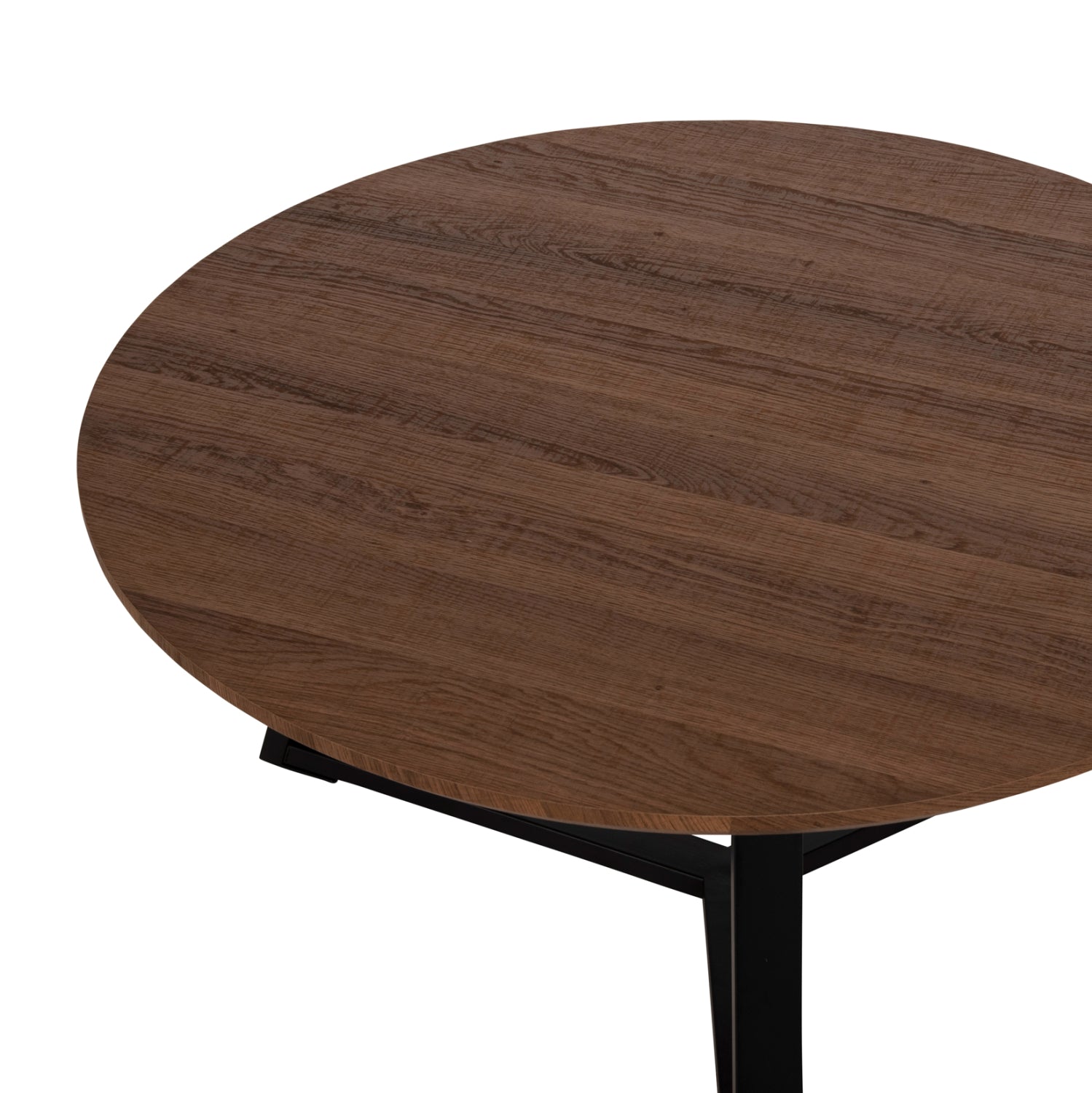 КРЪГЛА КАФЕ МАСА MDF ВЪРБОВО ДЪРВО-ЧЕРНА ТЕКСТУРИРАНА МЕТАЛНА ОСНОВА Φ80x42Hсм.