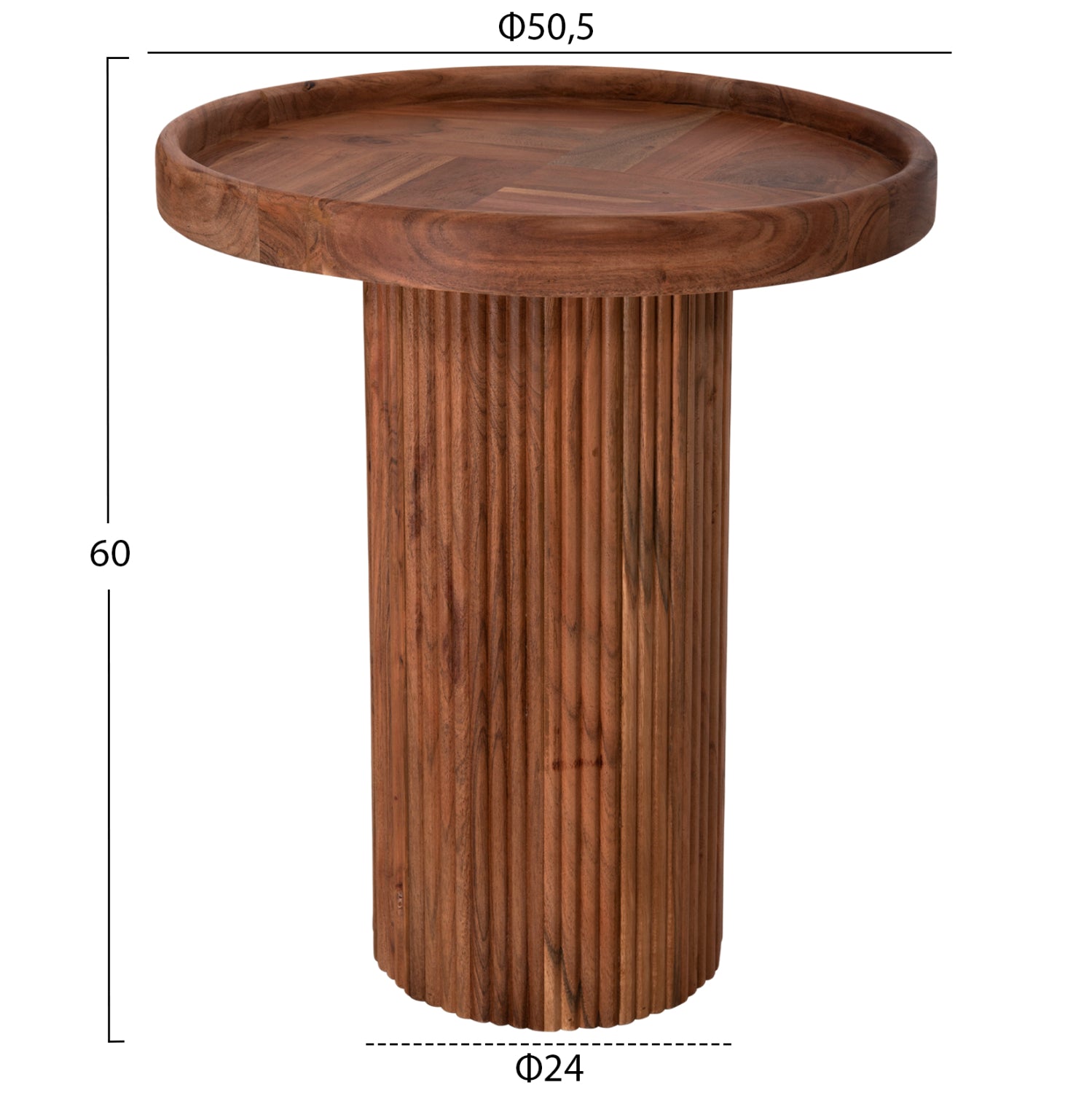 Кръгла маса за кафе Rajjeh масив акация дърво в натурален цвят Φ50x60Hсм.